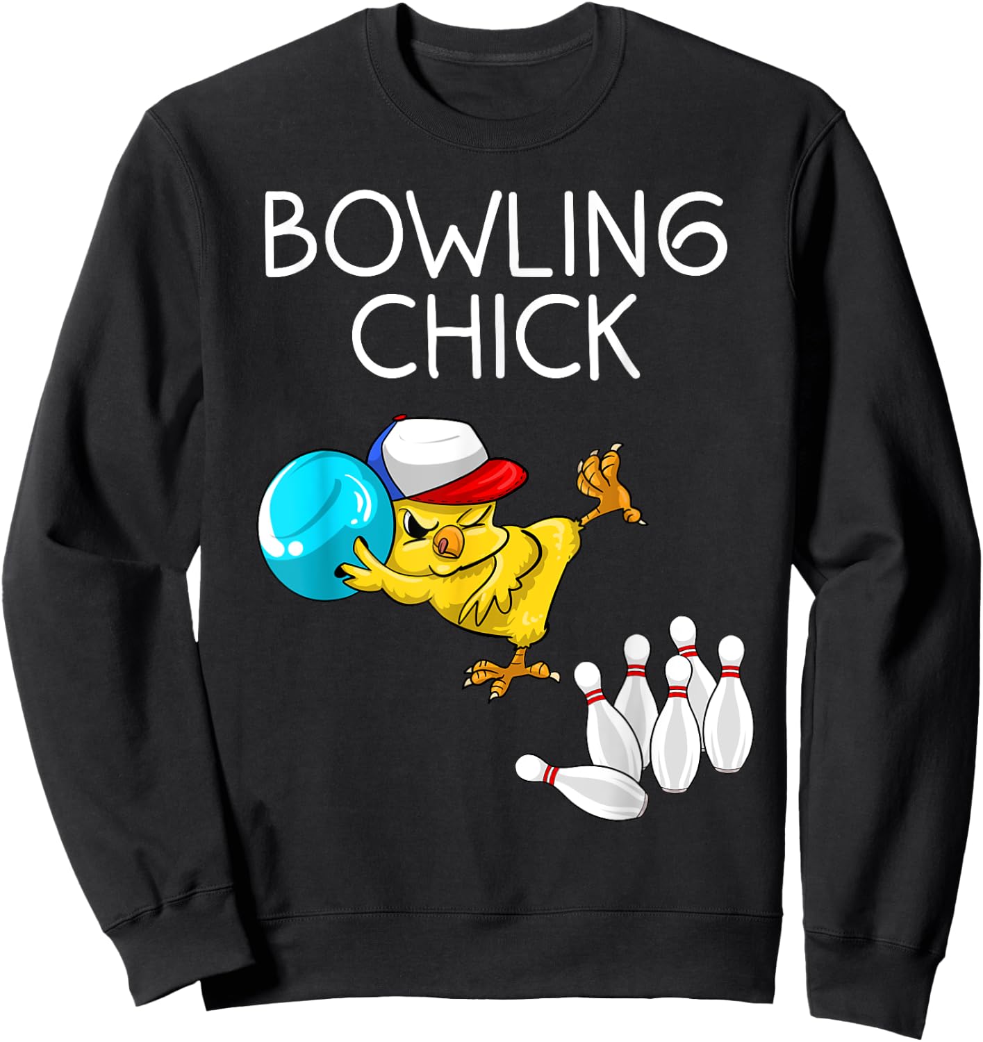 Funny Bowling Gift Women Cute Bowling Chick Sports Athlete Sweatshirt - Sweatshirt | Black
