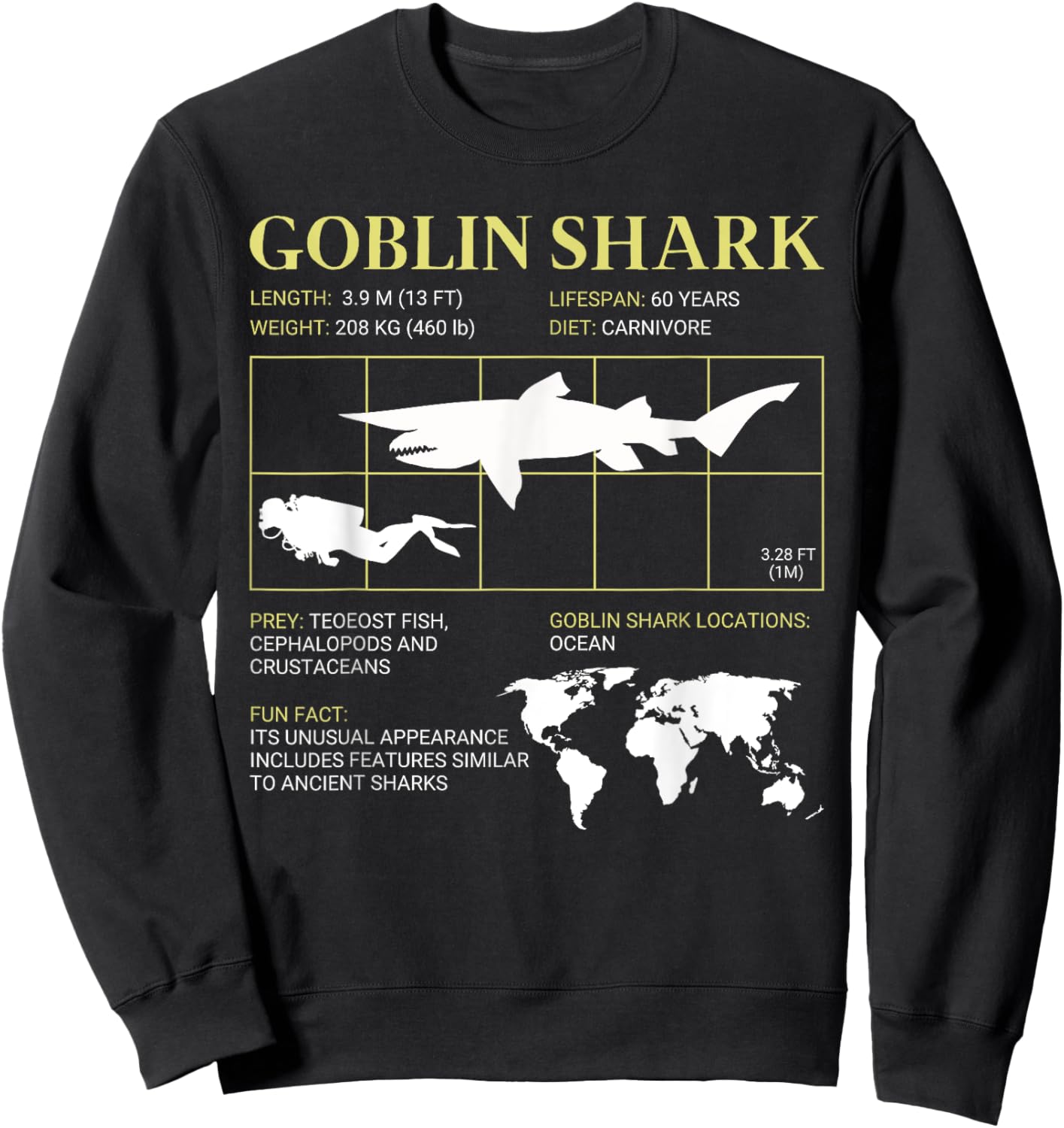 Goblin Shark Living Fossil Deep-Sea Shark Sweatshirt - Sweatshirt | Black