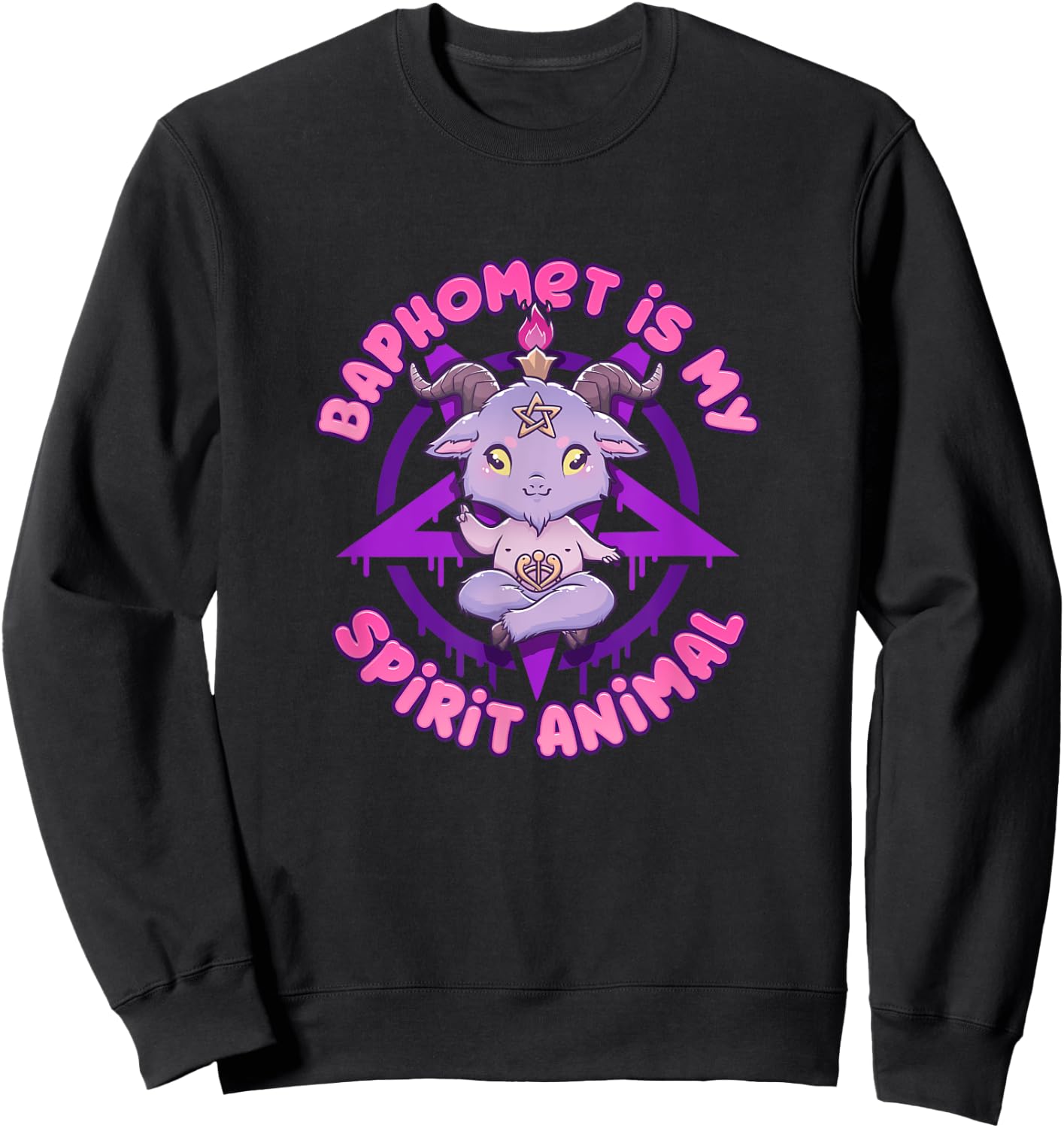 Baphomet Is My Spirit Animal I Cute Satanic Goat Sweatshirt - Sweatshirt | Black