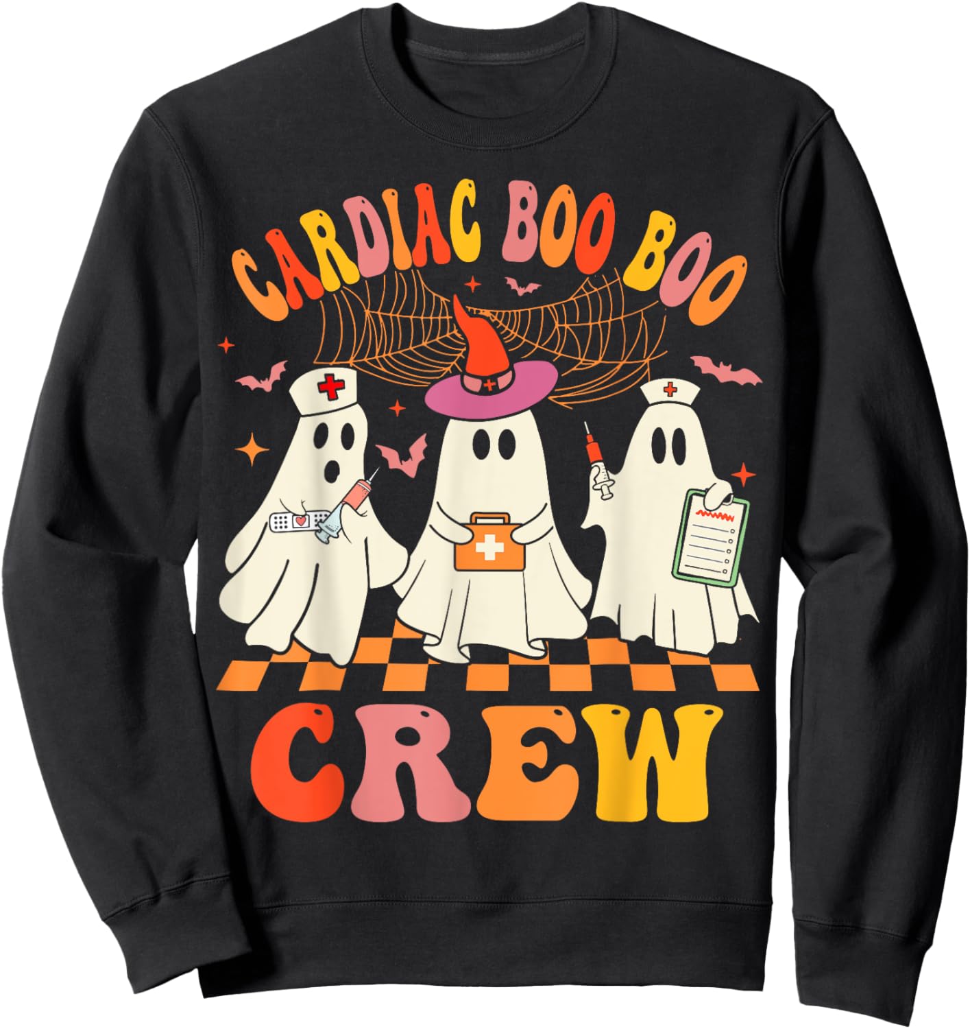 Halloween Cardiology Nurse Costume Cardiac Boo Crew Nurse Sweatshirt - Sweatshirt | Black