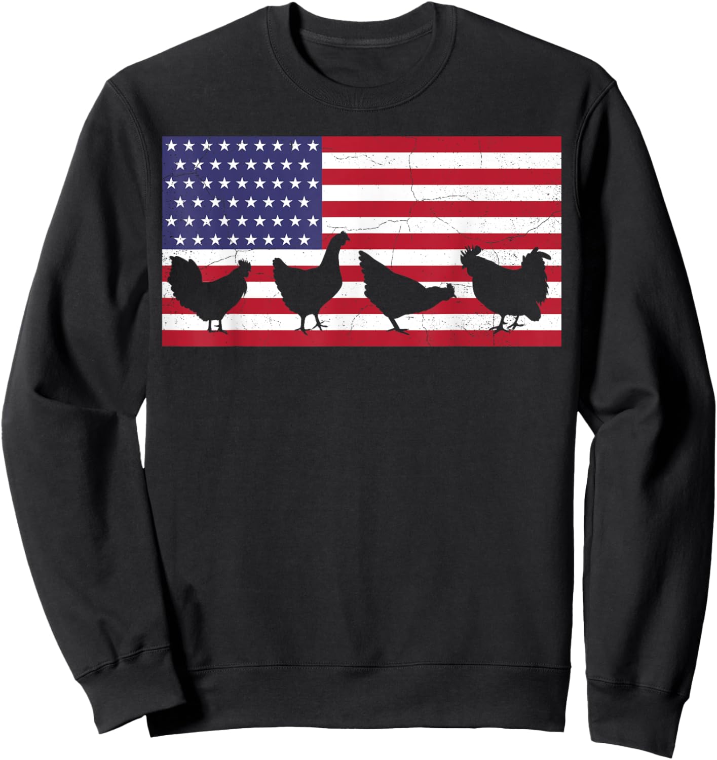 Chicken Fourth of July Hen Farm July 4th American Flag USA Sweatshirt - Sweatshirt | Black