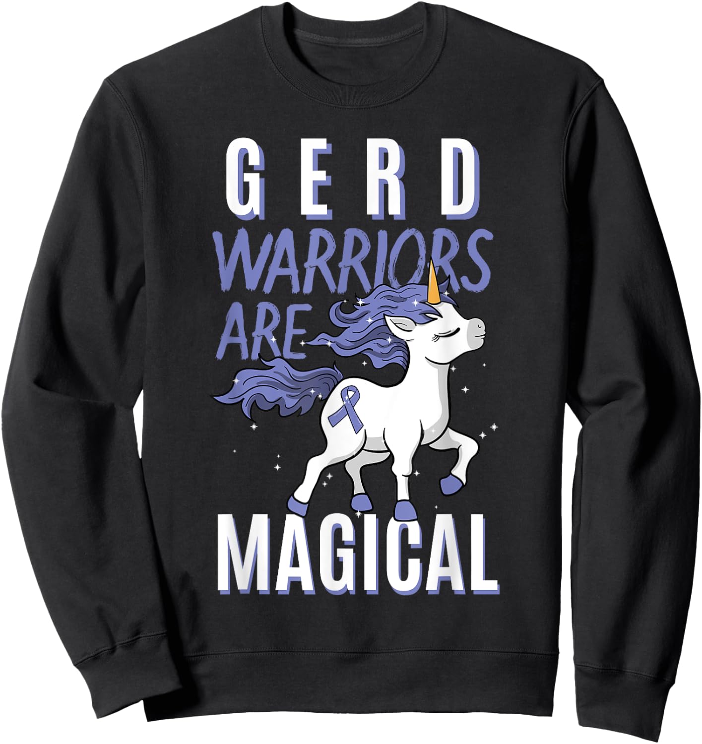 GERD Warrior Gastroesophageal Reflux Disease Unicorn Lover Sweatshirt - Sweatshirt | Black