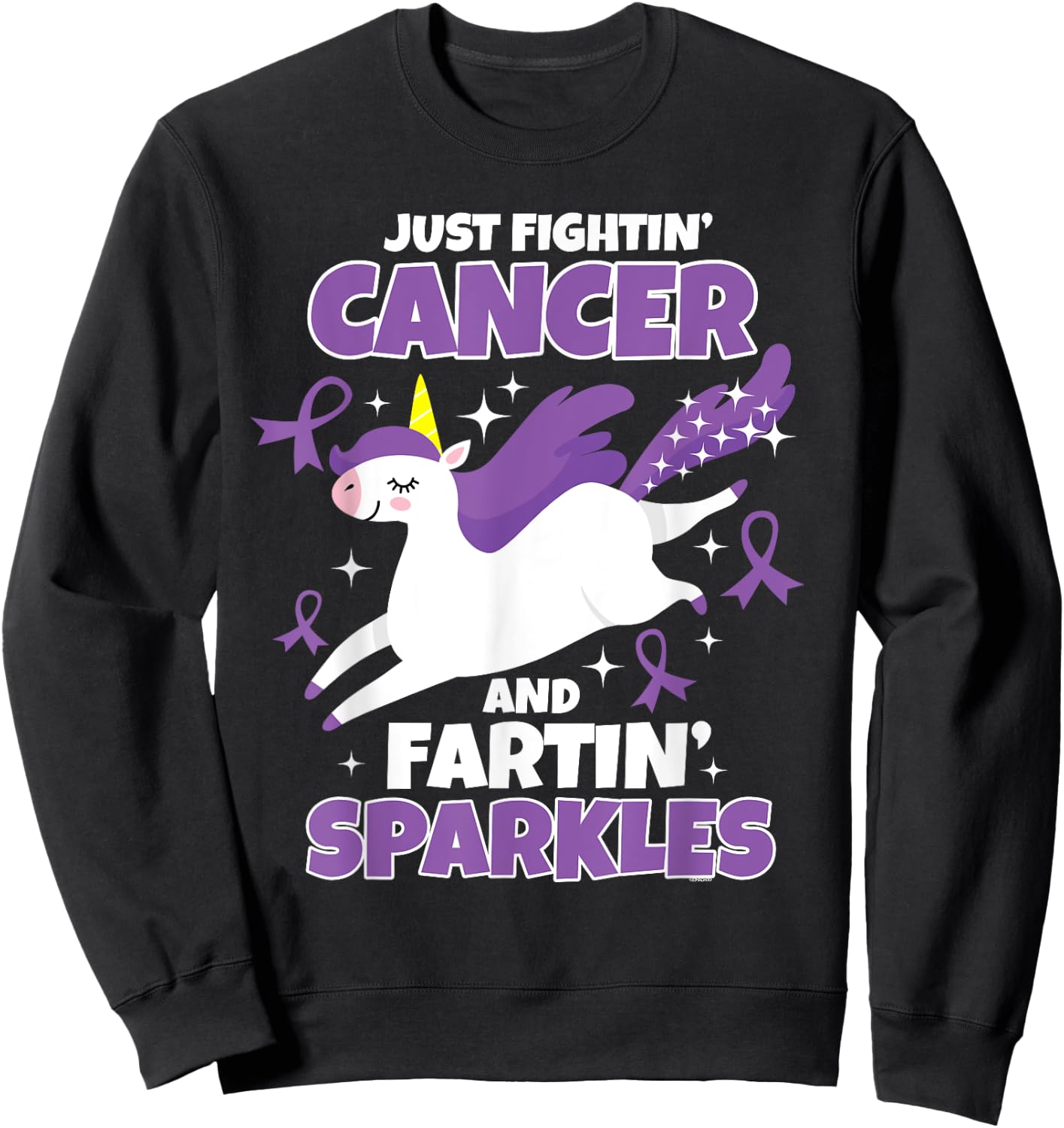 Cancer Funny Unicorn Farting Sparkles Sweatshirt - Sweatshirt | Black