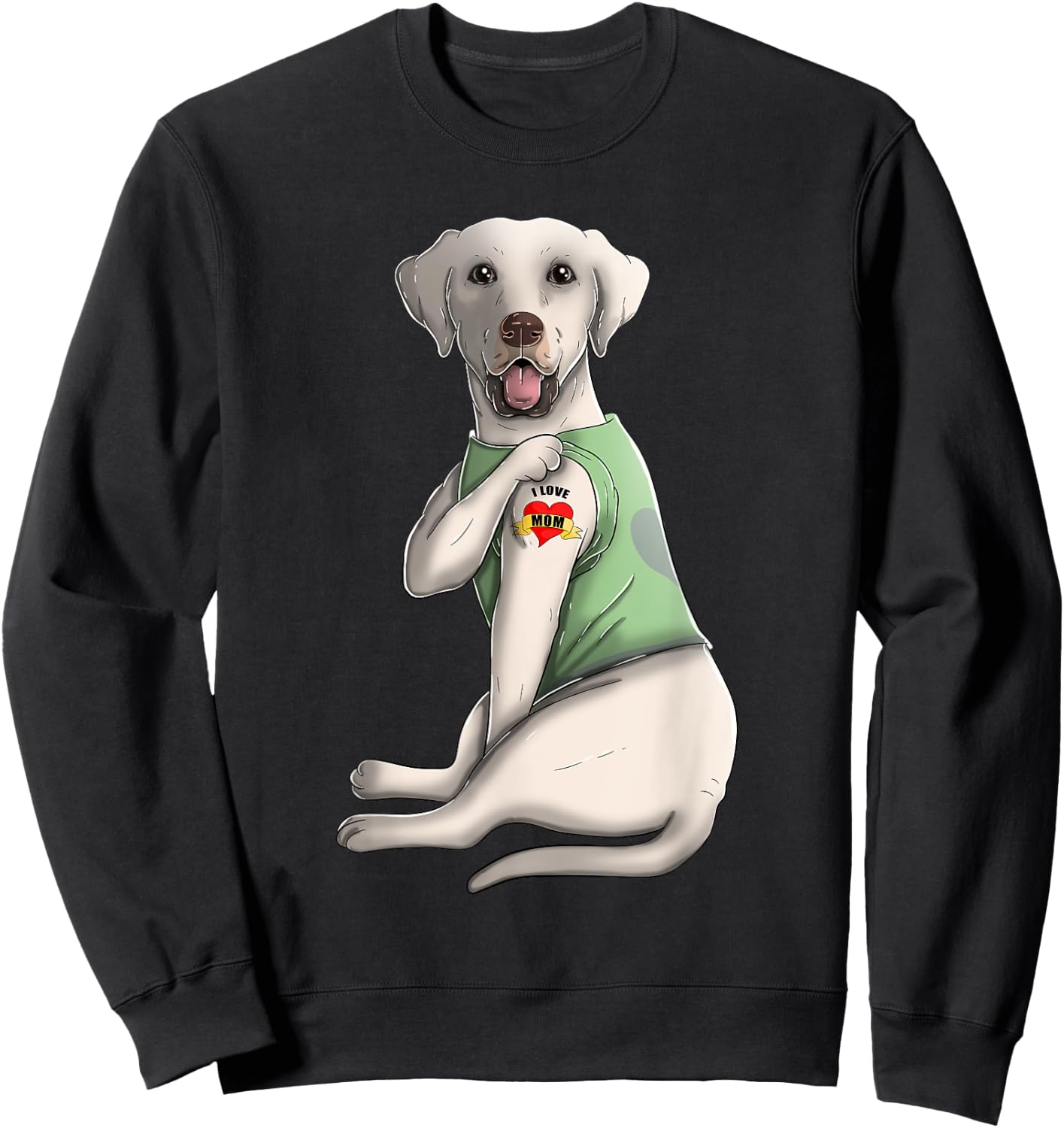 Labrador Retriever I Love Mom Tattoo Dog Shirt Mother's Day Men Women Kids Sweatshirt - Sweatshirt | Black