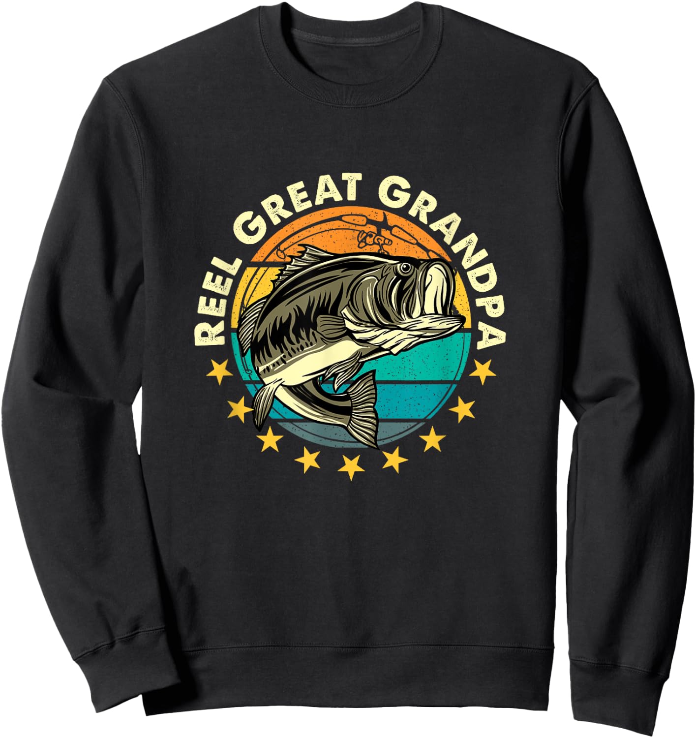 Funny Fishermen Reel Great Grandpa Fishing Grandfather Sweatshirt - Sweatshirt | Black
