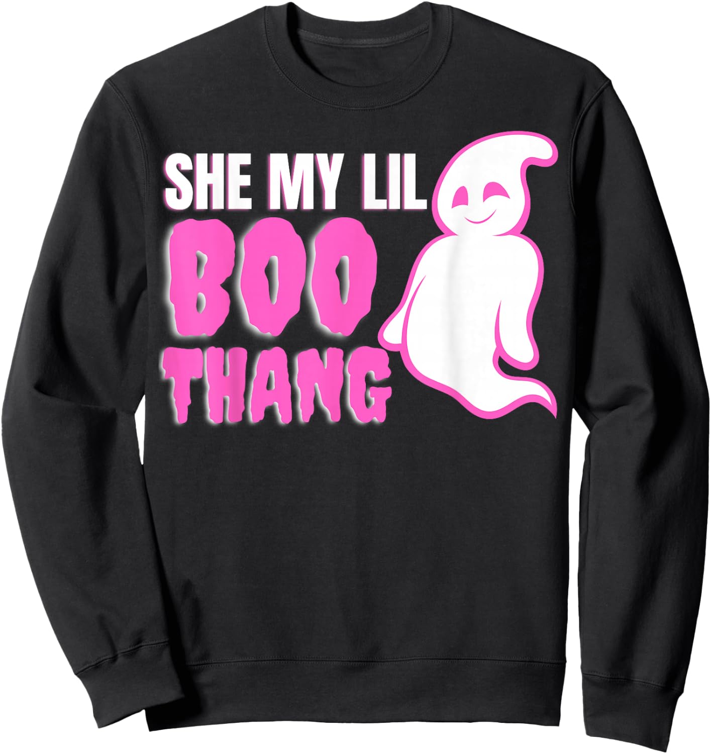 She My Lil Boo Thang Funny Halloween Sweatshirt - Sweatshirt | Black