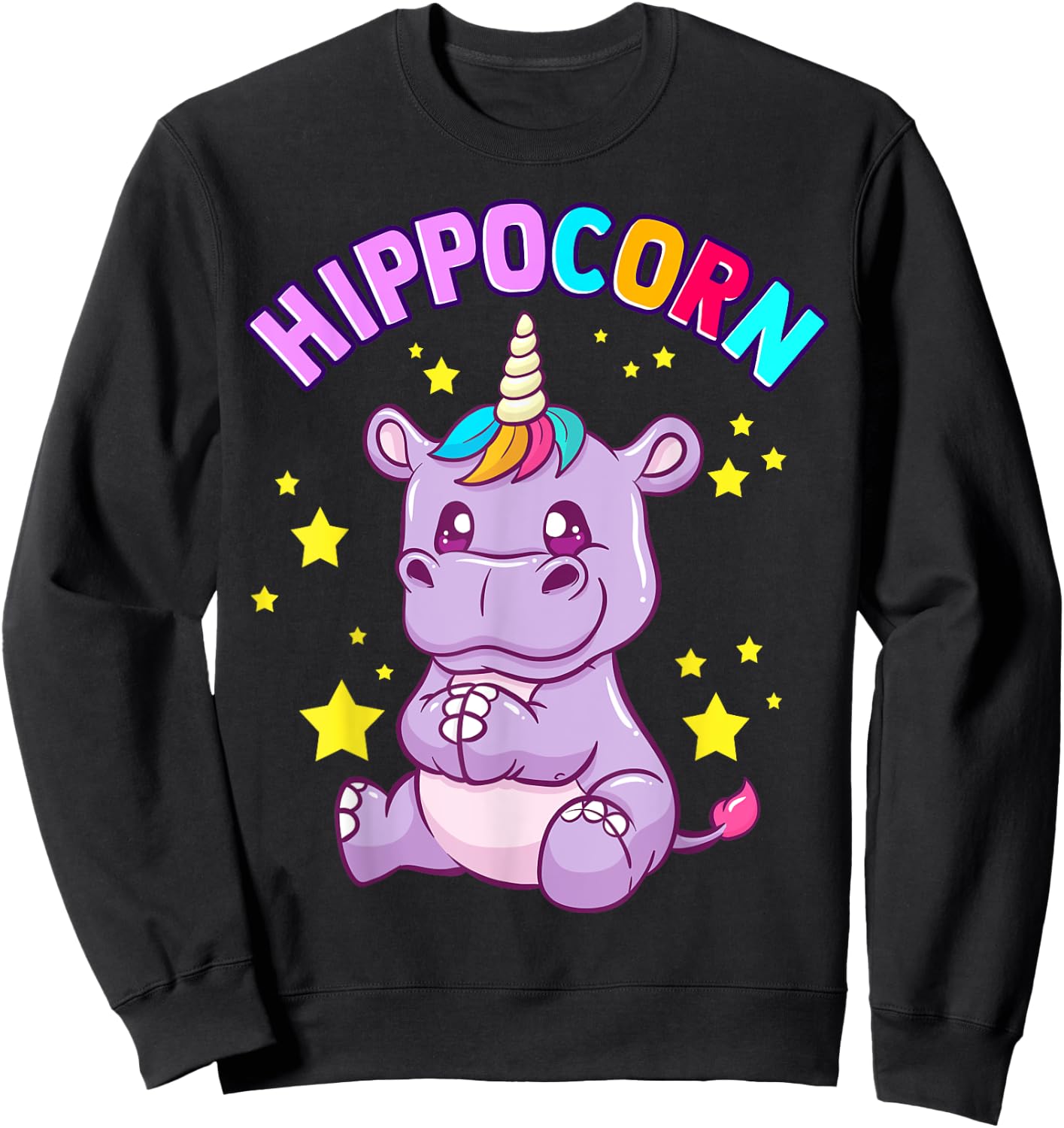 Hippocorn Hippo Unicorn Hippopotamus Magical Squad Sweatshirt - Sweatshirt | Black