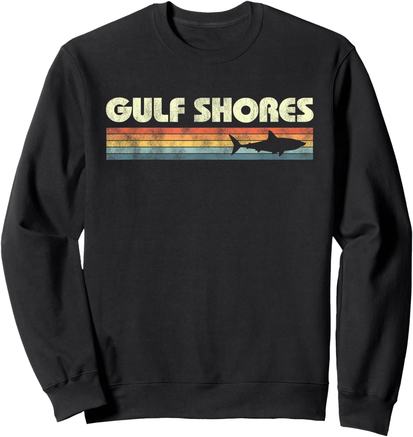 Gulf Shores Alabama Shark Vintage Boys Girls Souvenir Sweatshirt - Sweatshirt | Black