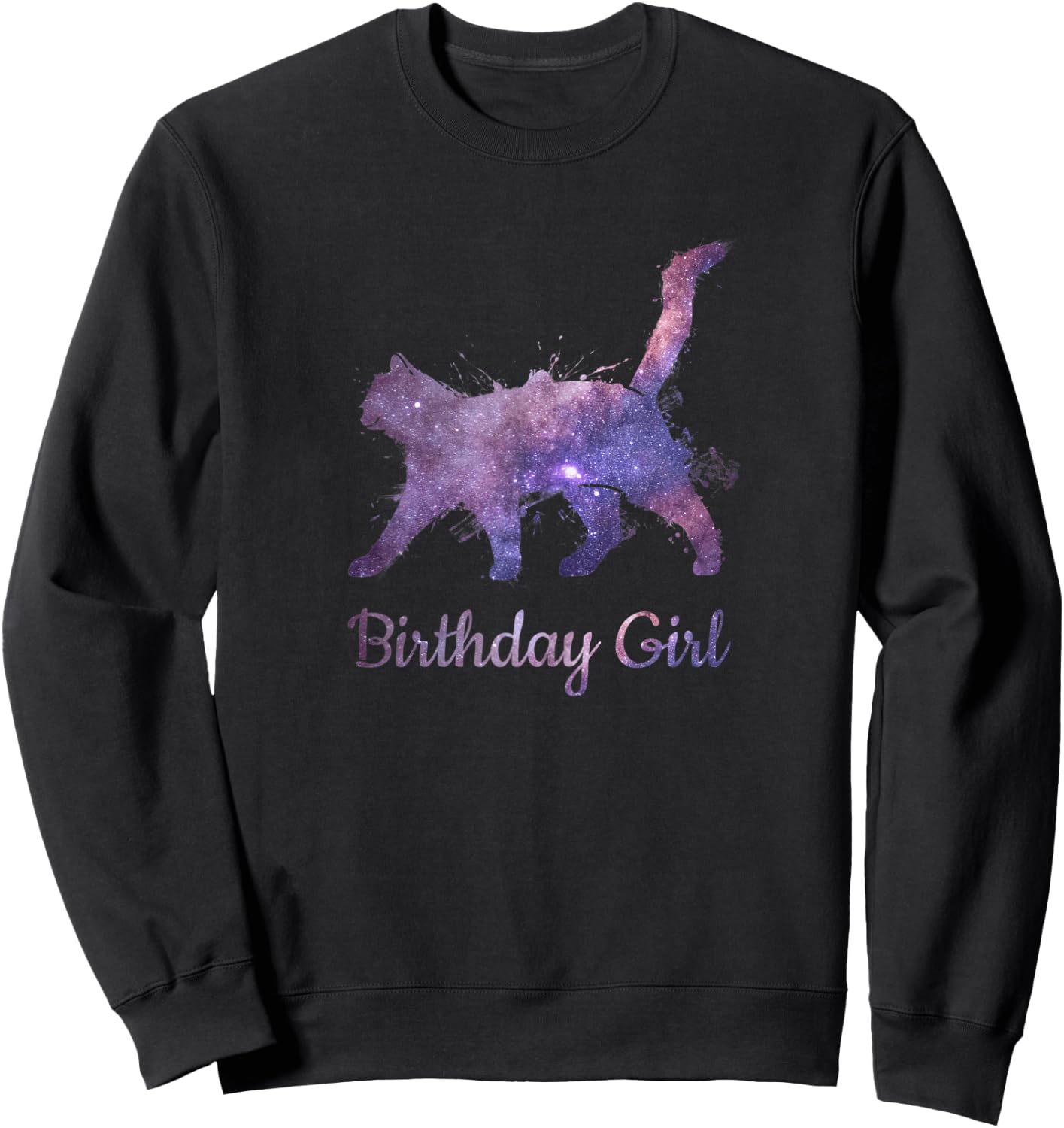 Space Galaxy Cat Pet Birthday Gift Stars Cute Catlovers Sweatshirt - Sweatshirt | Black