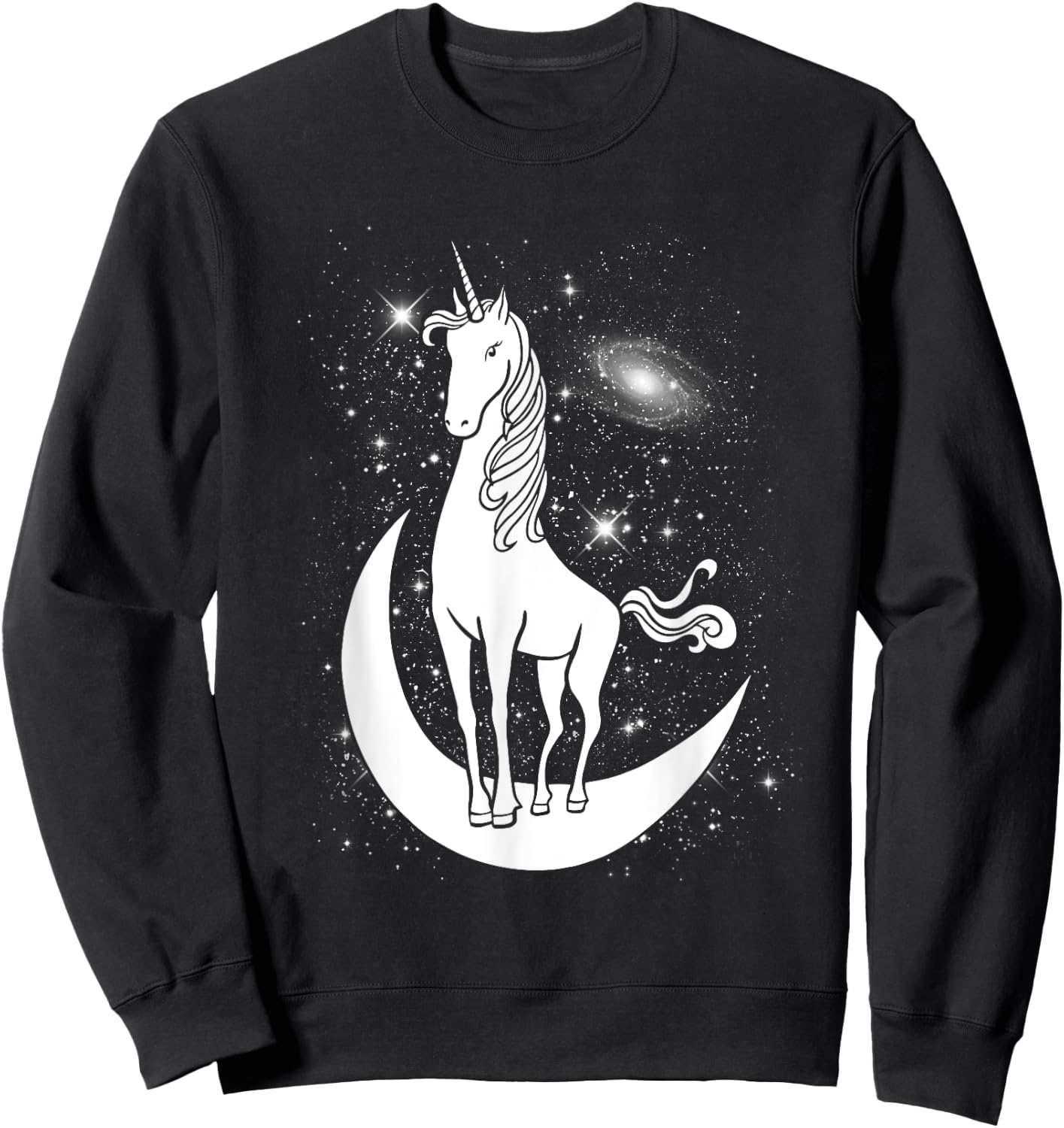 Unicorn Standing on Crescent Moon Magic Unicorn Gift Sweatshirt - Sweatshirt | Black