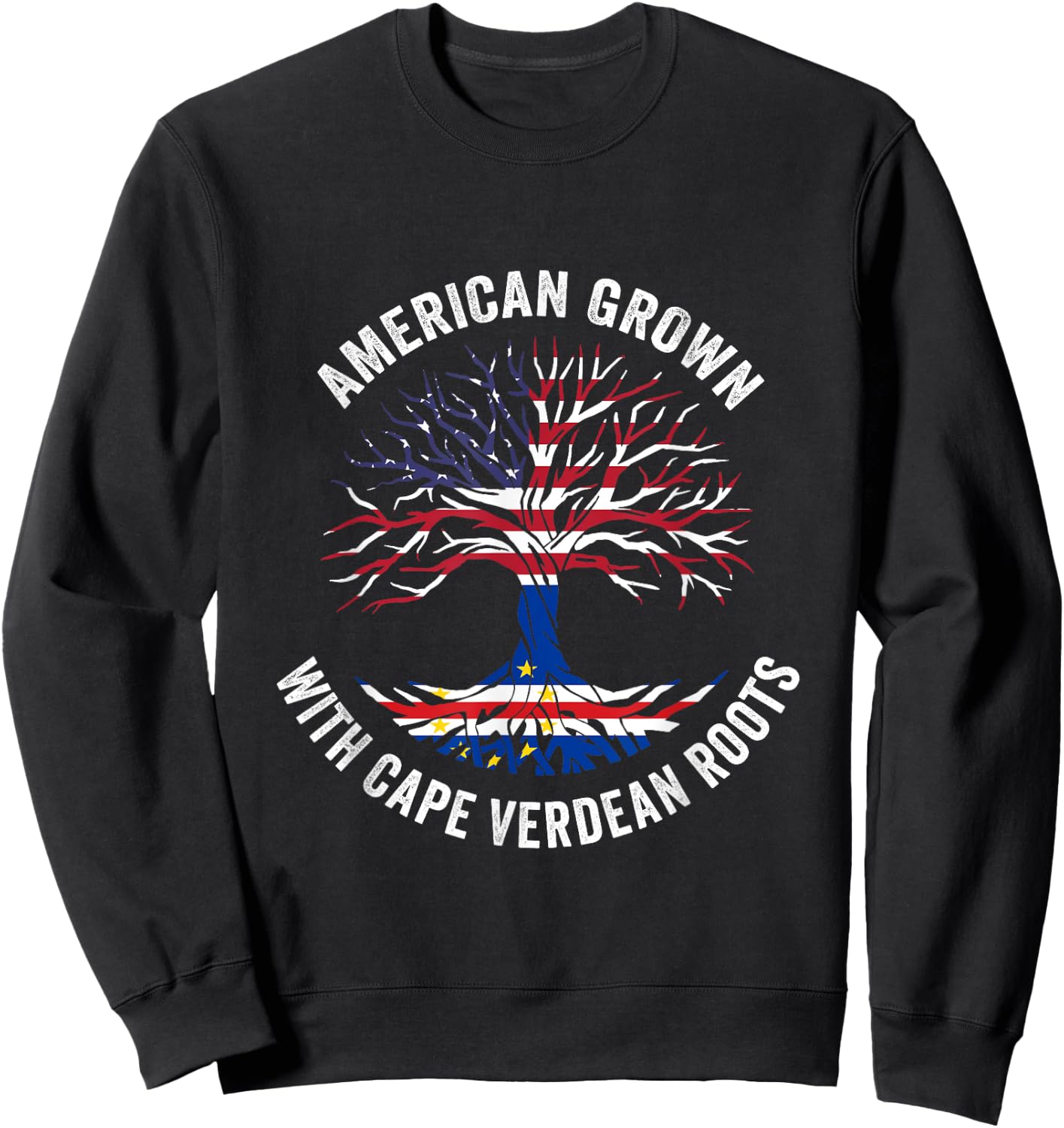 USA American Grown Cape Verdean With Roots Cape Verde Sweatshirt - Sweatshirt | Black
