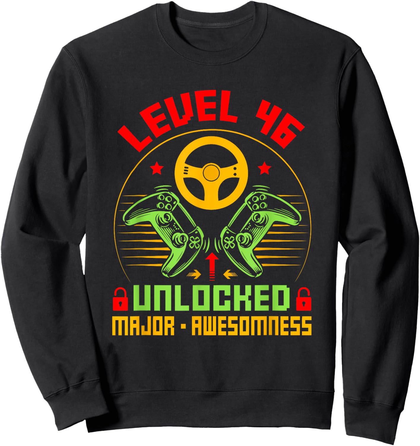Unlocked Level 46 Birthday Boy Video Game Controller Sweatshirt - Sweatshirt | Black