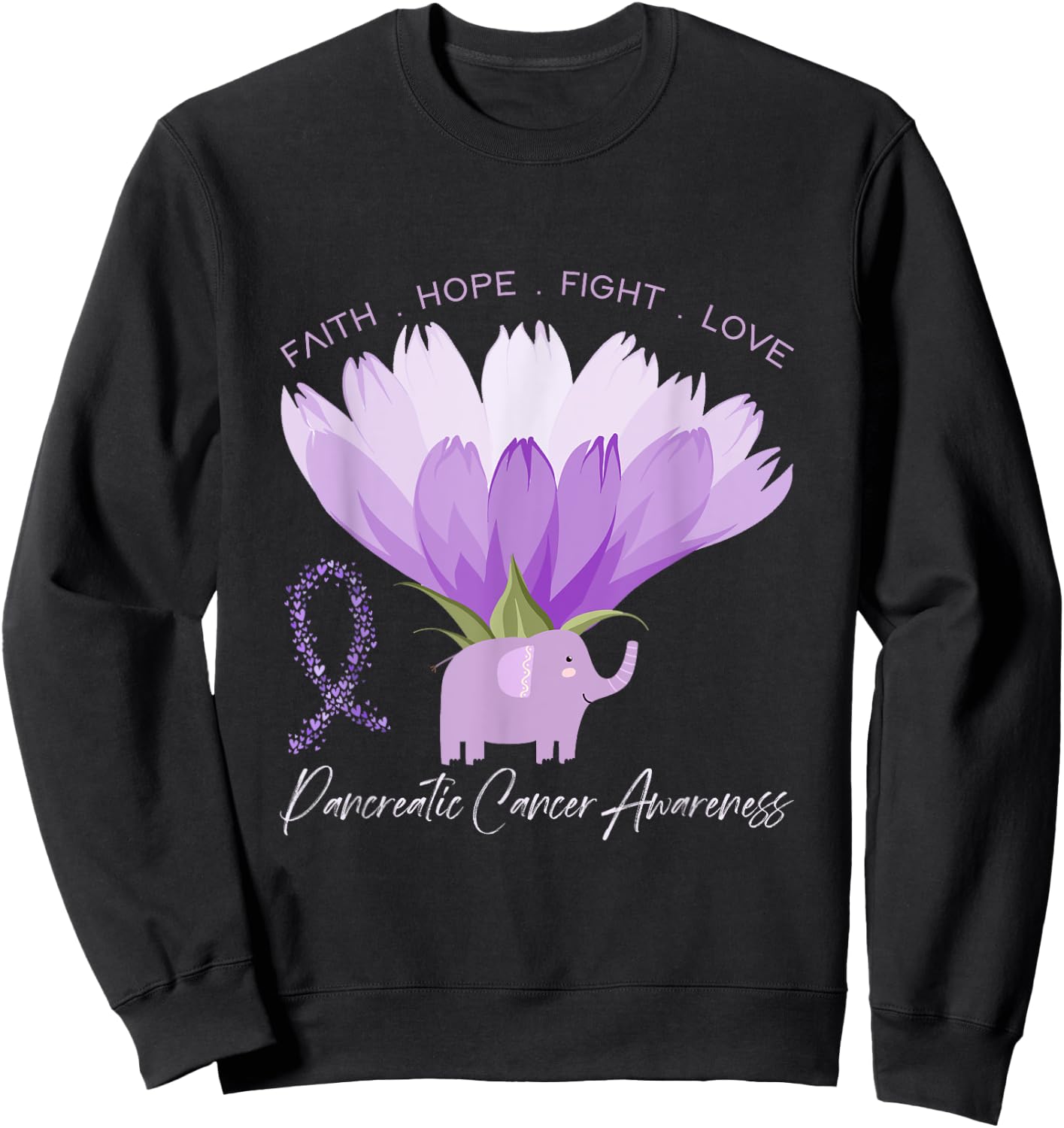 Purple Ribbon Gift Pancreatic Cancer Awareness Sweatshirt - Sweatshirt | Black