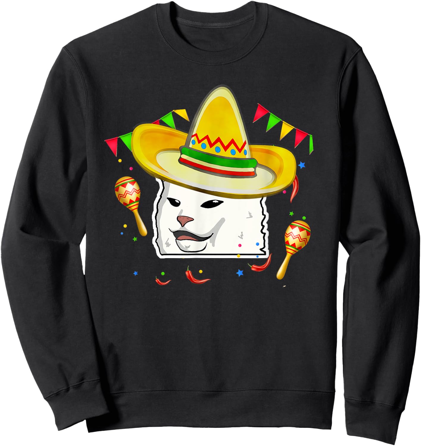 Cinco De Mayo Smudge Cat Mexican Lover Sombrero Cat Gifts Women Sweatshirt - Sweatshirt | Black