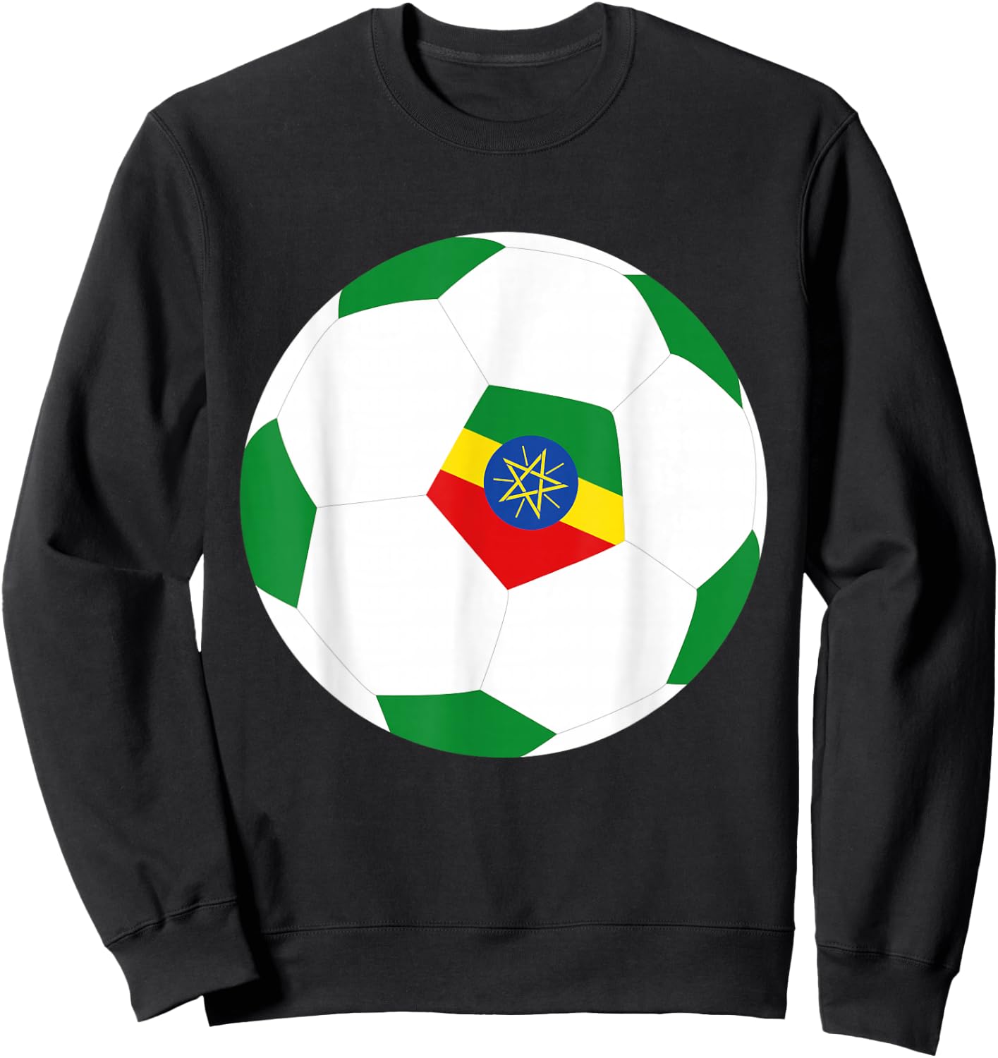 Ethiopia Soccer Ball Ethiopian Flag Jersey Pride Print Sweatshirt - Sweatshirt | Black