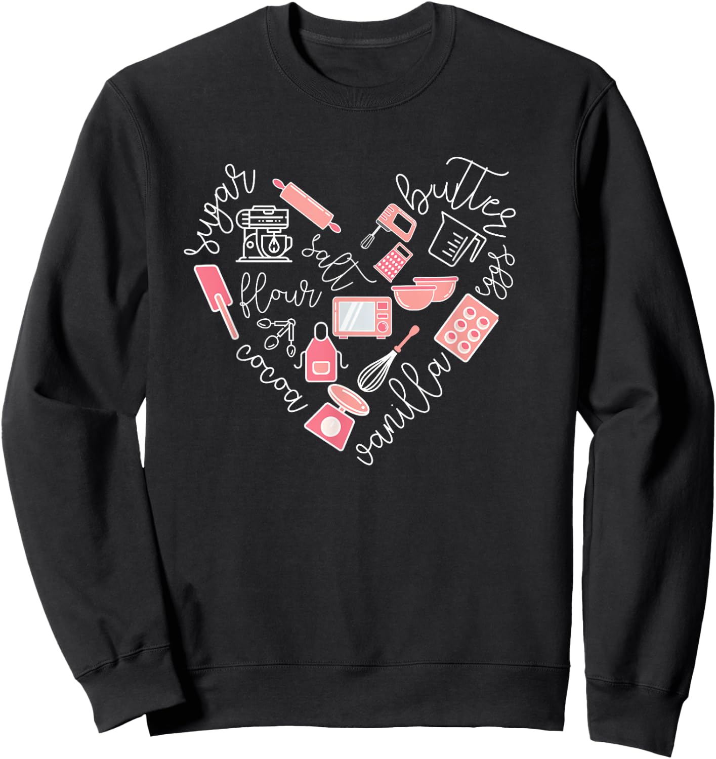 Love Baking Tools for Bakers Gift Women Cute Pink Sweatshirt - Sweatshirt | Black