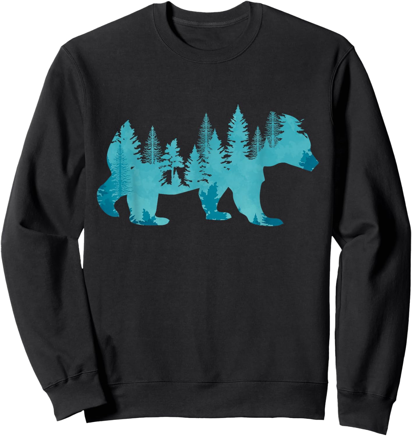 Nature Forest Mountains Trees Wildlife Animal Brown Bear Small Sweatshirt - Sweatshirt | Black