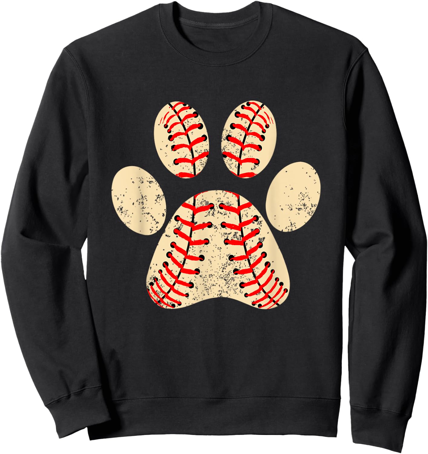 Baseball Dog Paw Print Sports Puppy Lover Mom Dad Sweatshirt - Sweatshirt | Black