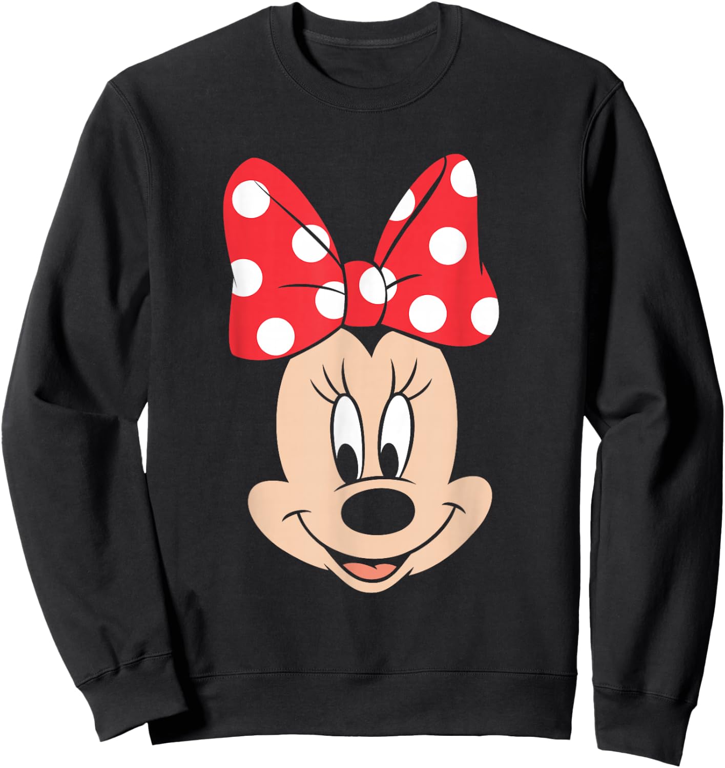 Disney Minnie Mouse Polka Dot Bow Big Face Sweatshirt - Sweatshirt | Black