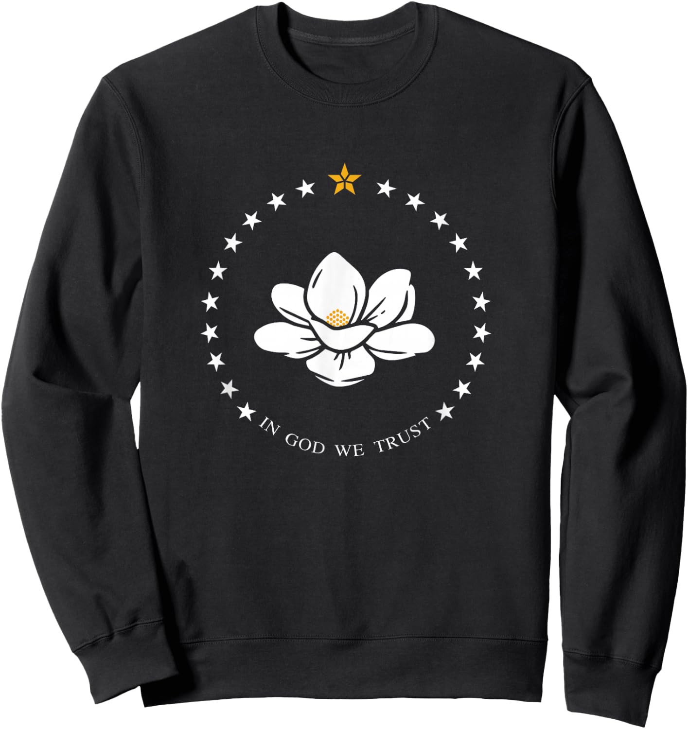 Mississippi Flag Magnolia In God We Trust Sweatshirt - Sweatshirt | Black