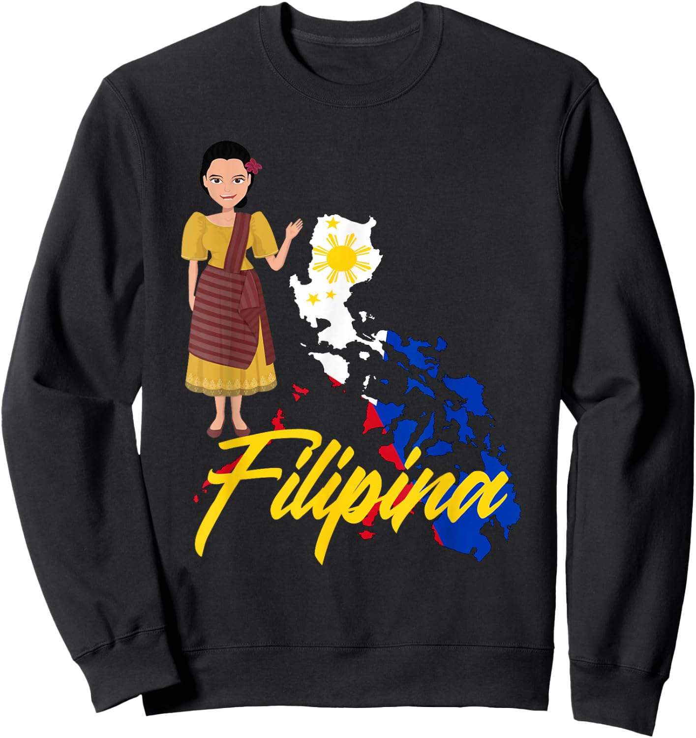 Pinay Proud Filipina Pride Woman Girl Funny Philippines Sweatshirt - Sweatshirt | Black
