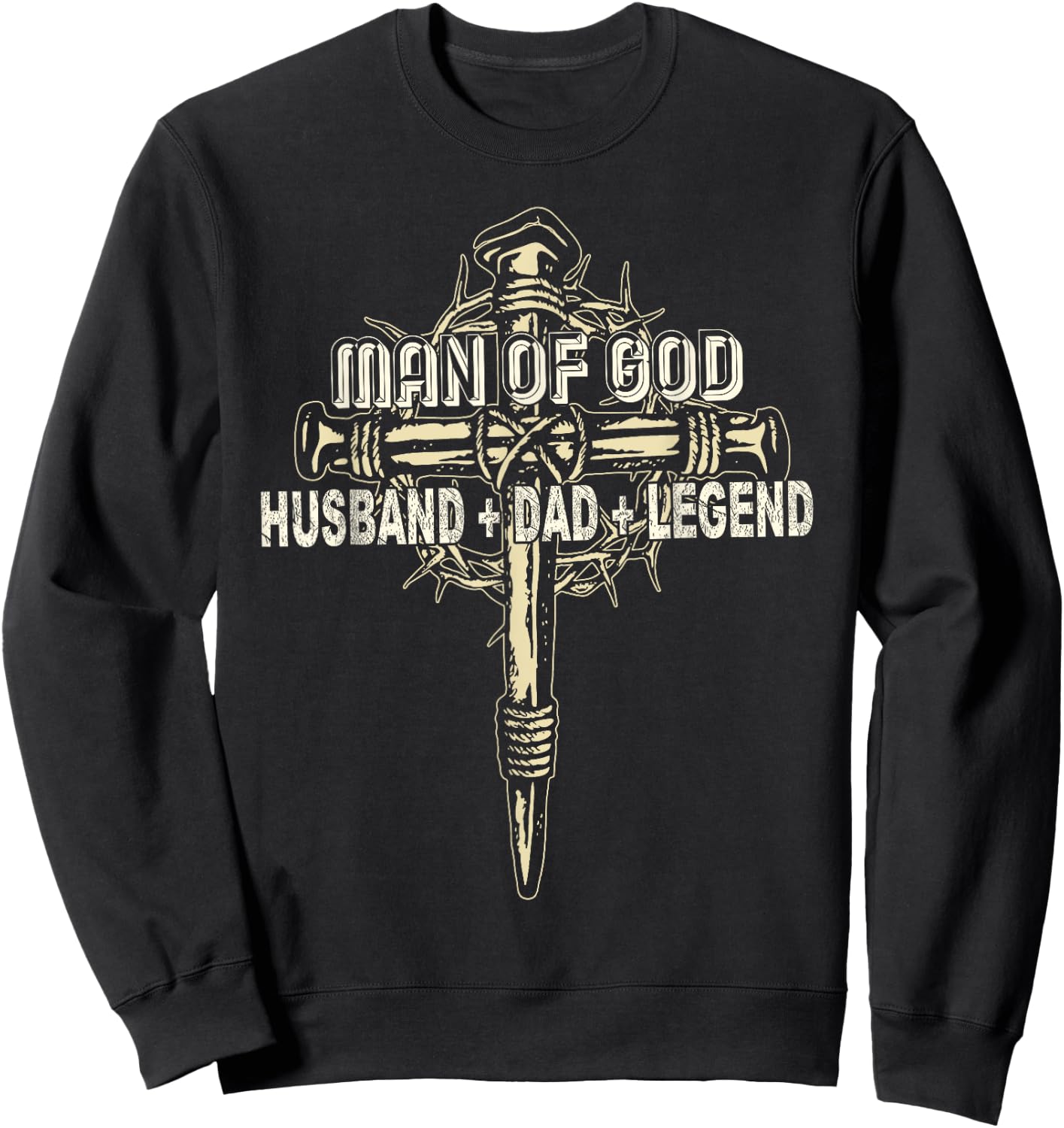 Man Of God Husband Dad Happy Father's Day Proud Christian Sweatshirt - Sweatshirt | Black