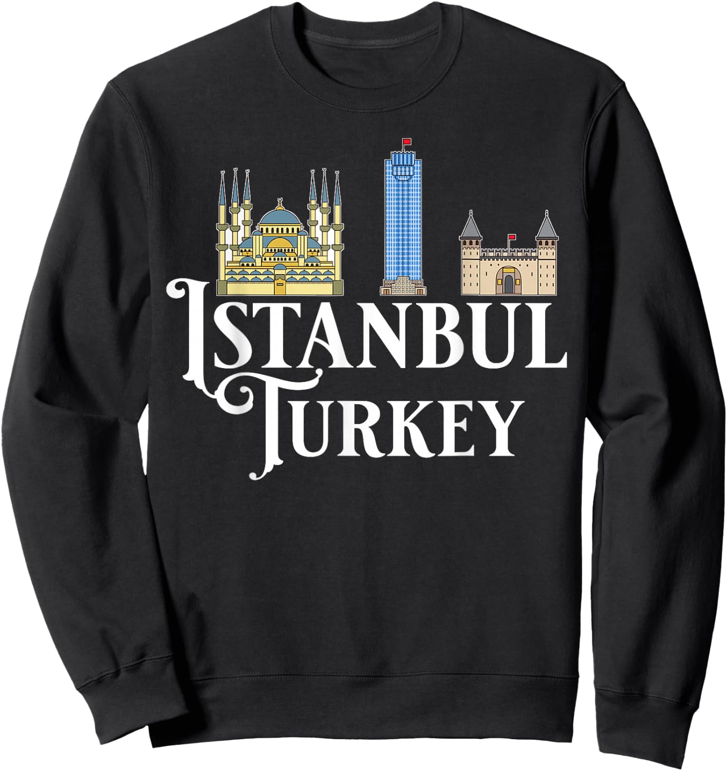 Istanbul Turkey City Skyline Map Travel Sweatshirt - Sweatshirt | Black
