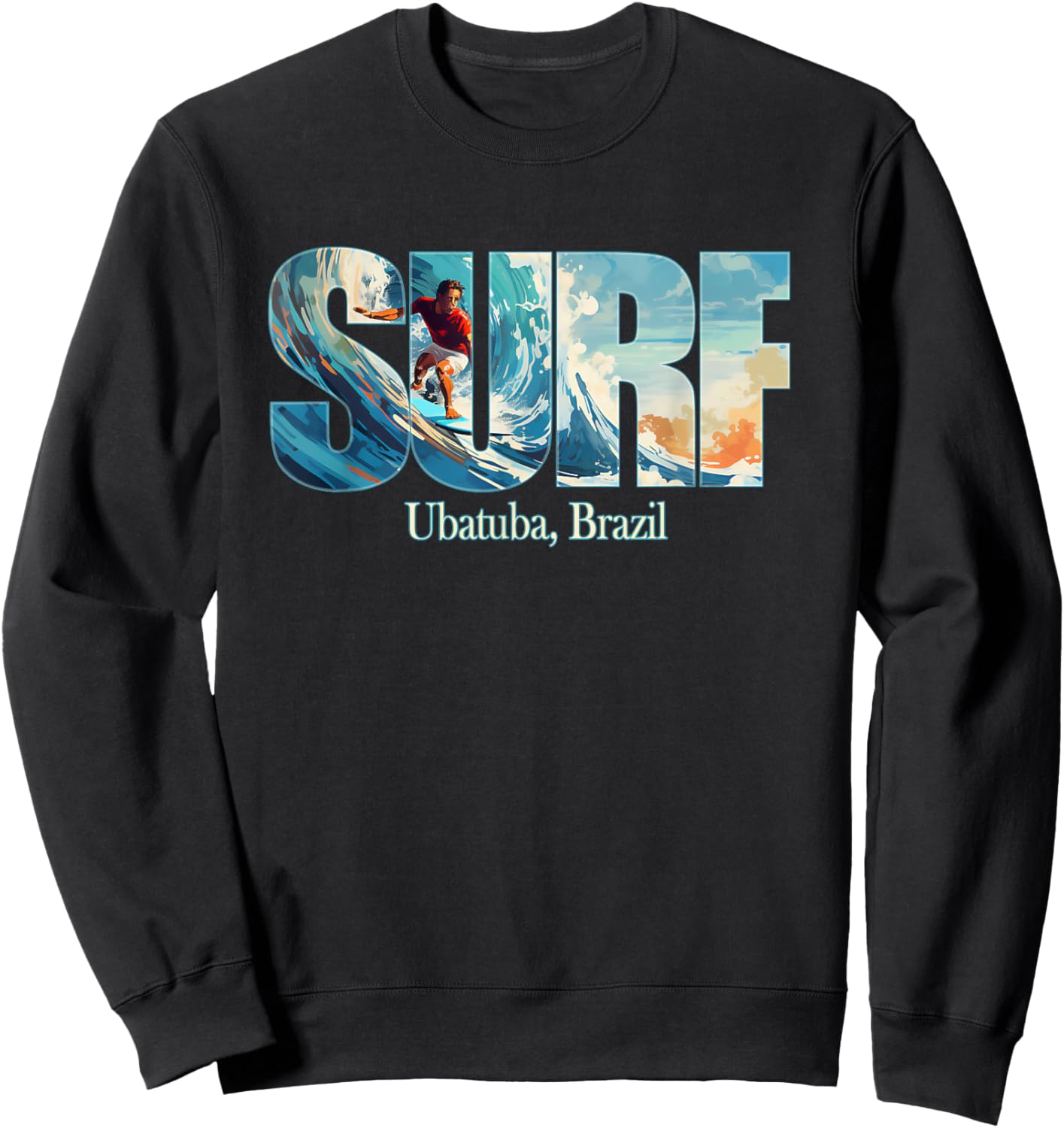 Ubatuba, Brazil Beach Surfing Men Women Girls Kids Sweatshirt - Sweatshirt | Black