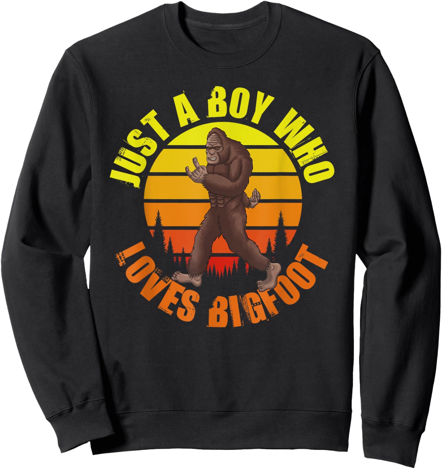 Just A Boy Who Loves Bigfoot Sweatshirt - Sweatshirt | Black