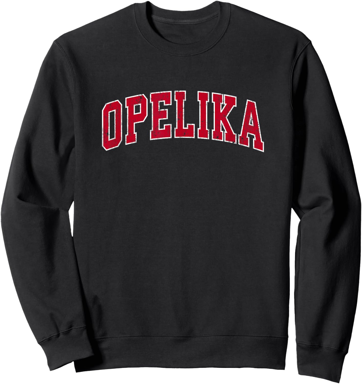 Opelika Alabama AL Vintage Sports Design Red Design Sweatshirt - Sweatshirt | Black