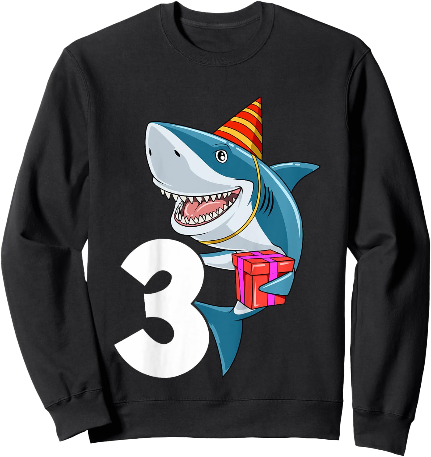 Kids Shark Birthday 3 Shark 3rd Birthday Outfit Shark 3rd Party Sweatshirt - Sweatshirt | Black