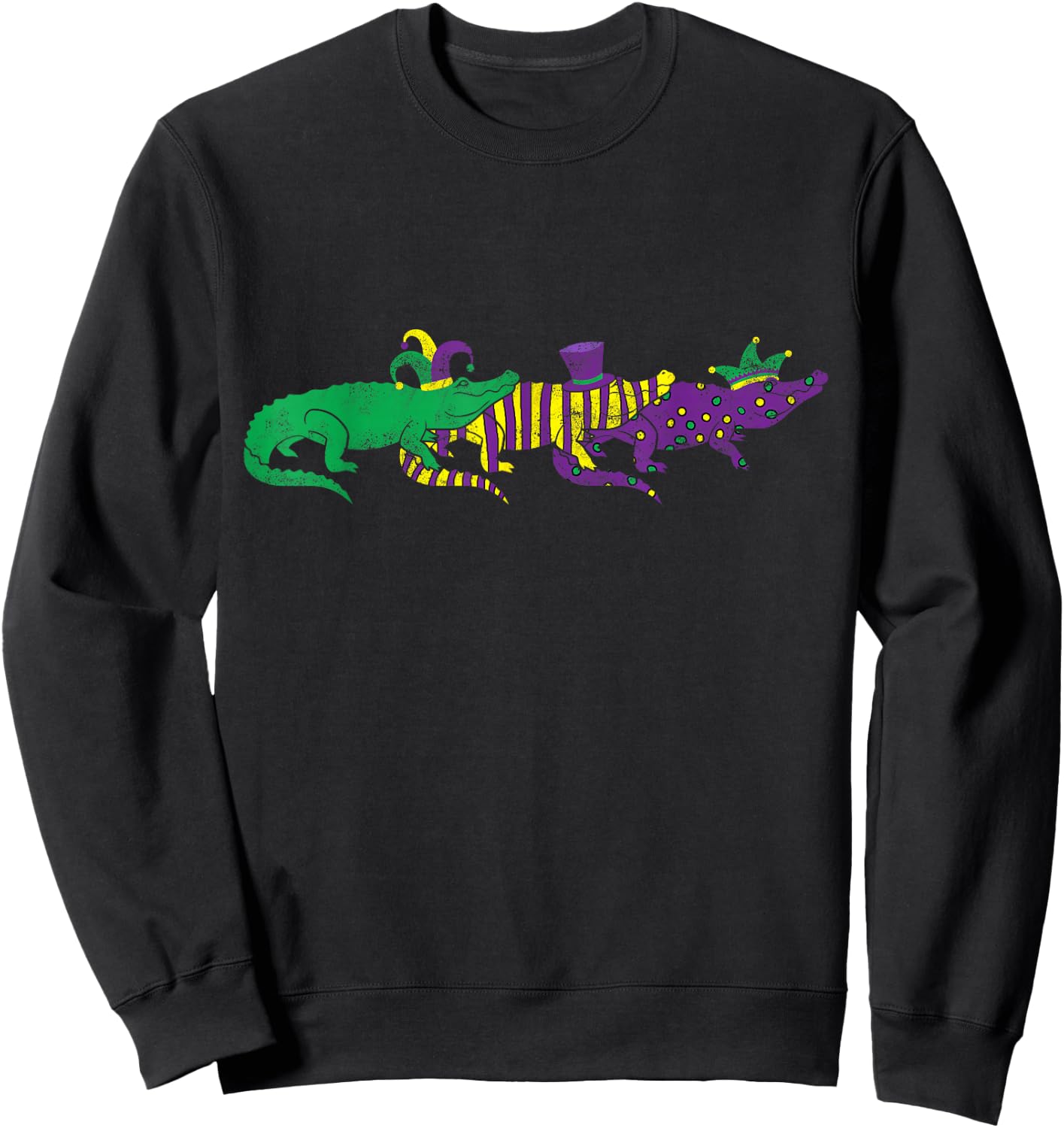 Mardi Gras Alligator Beads Festival Animals Lover Jester Hat Sweatshirt - Sweatshirt | Black