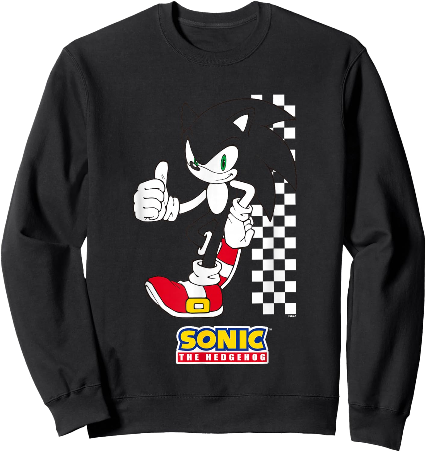Sonic The Hedgehog Thumbs Up Leaning On Wall Sweatshirt - Sweatshirt | Black