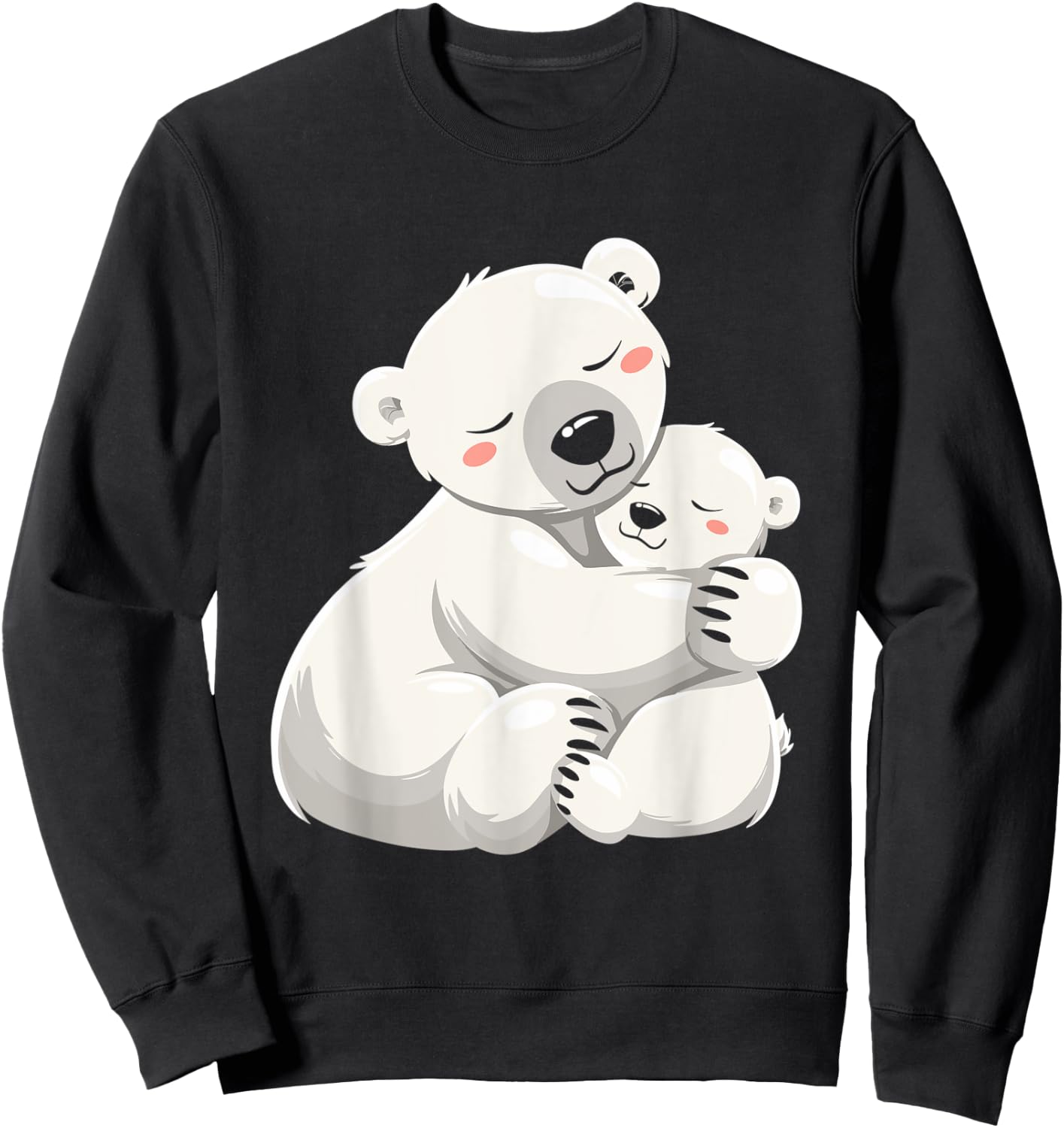 Cute Bear Moms Mothers Day Polar Bear Mom Hugging Baby Sweatshirt - Sweatshirt | Black