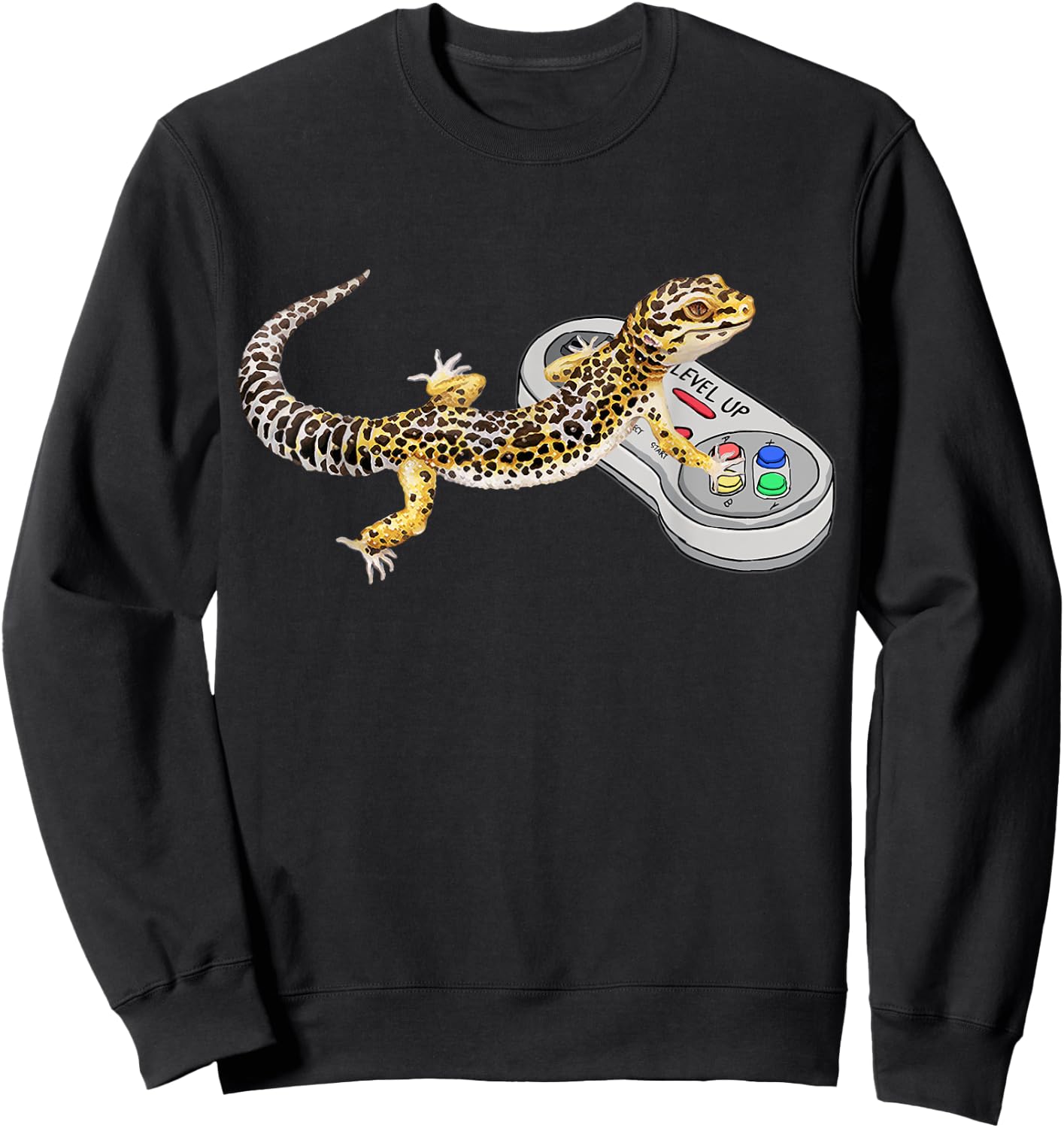 Leopard Gecko Playing Video Game Lizard & Reptiles Gamers Small Sweatshirt - Sweatshirt | Black