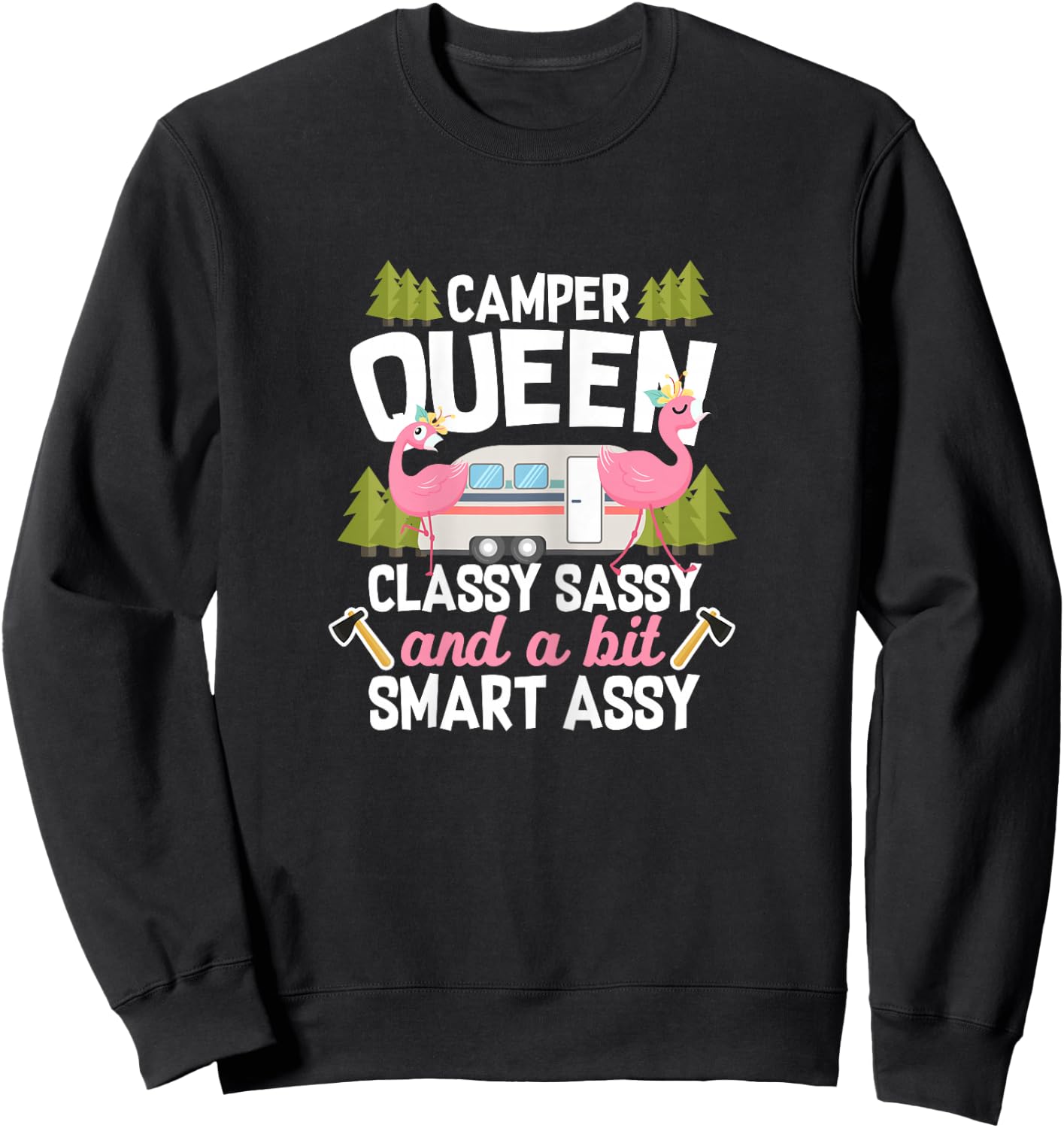 RV Camping Camper Classy Sassy and a Bit Smart Assy Flamingo Sweatshirt - Sweatshirt | Black