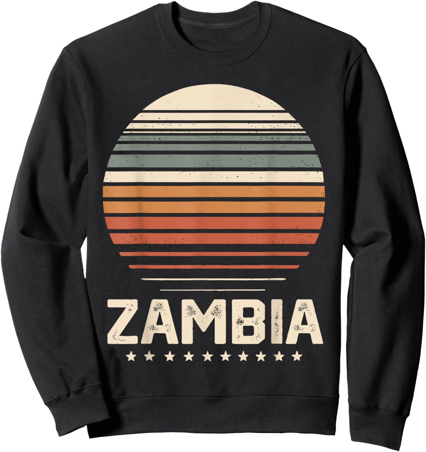 Zambia Vintage Retro I Love Zambia Sweatshirt - Sweatshirt | Black
