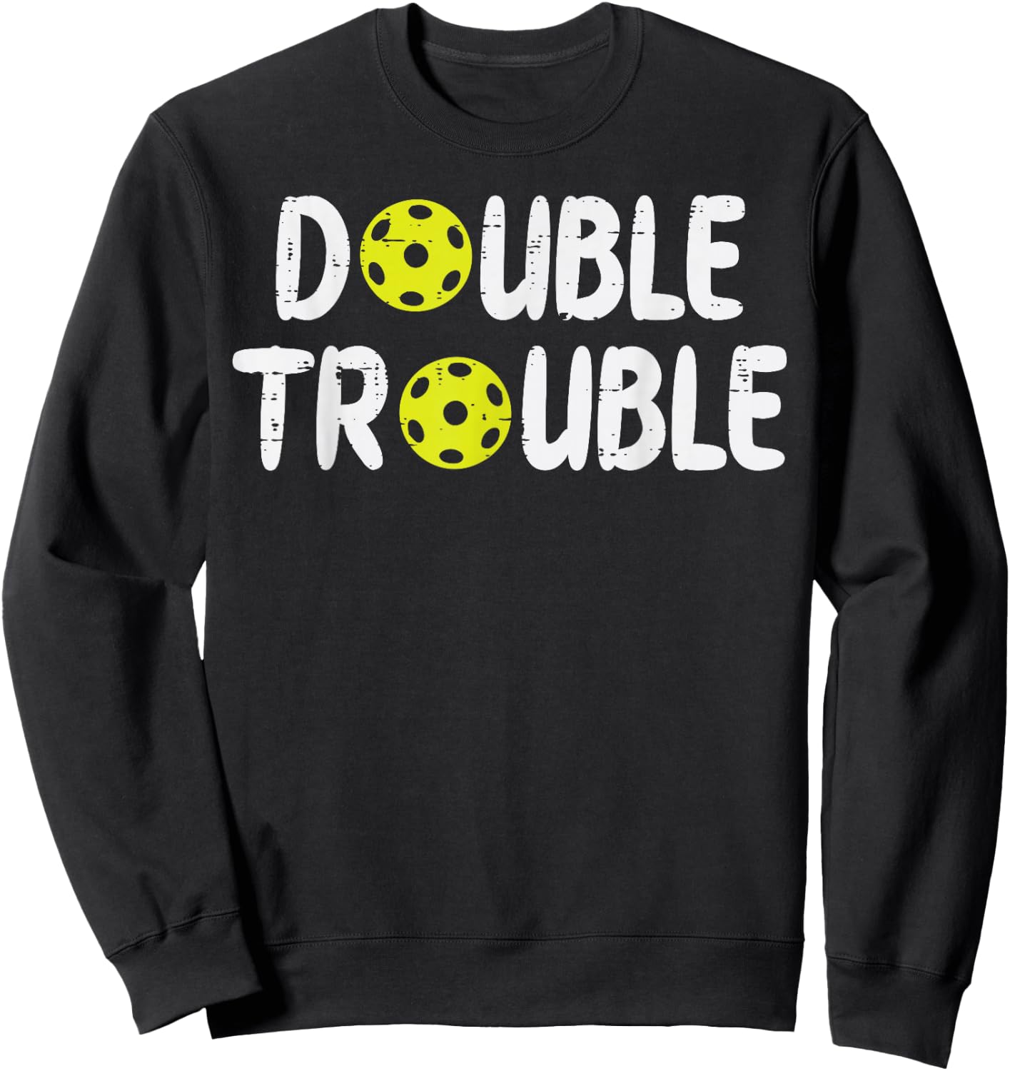 Double Pickleball Trouble Pickle Ball Matching Men Women Kid Sweatshirt - Sweatshirt | Black