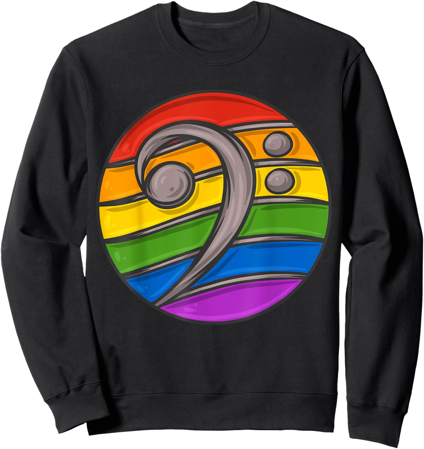 Bass Clef Headphones Notes Music Song Musician Rainbow Sweatshirt - Sweatshirt | Black