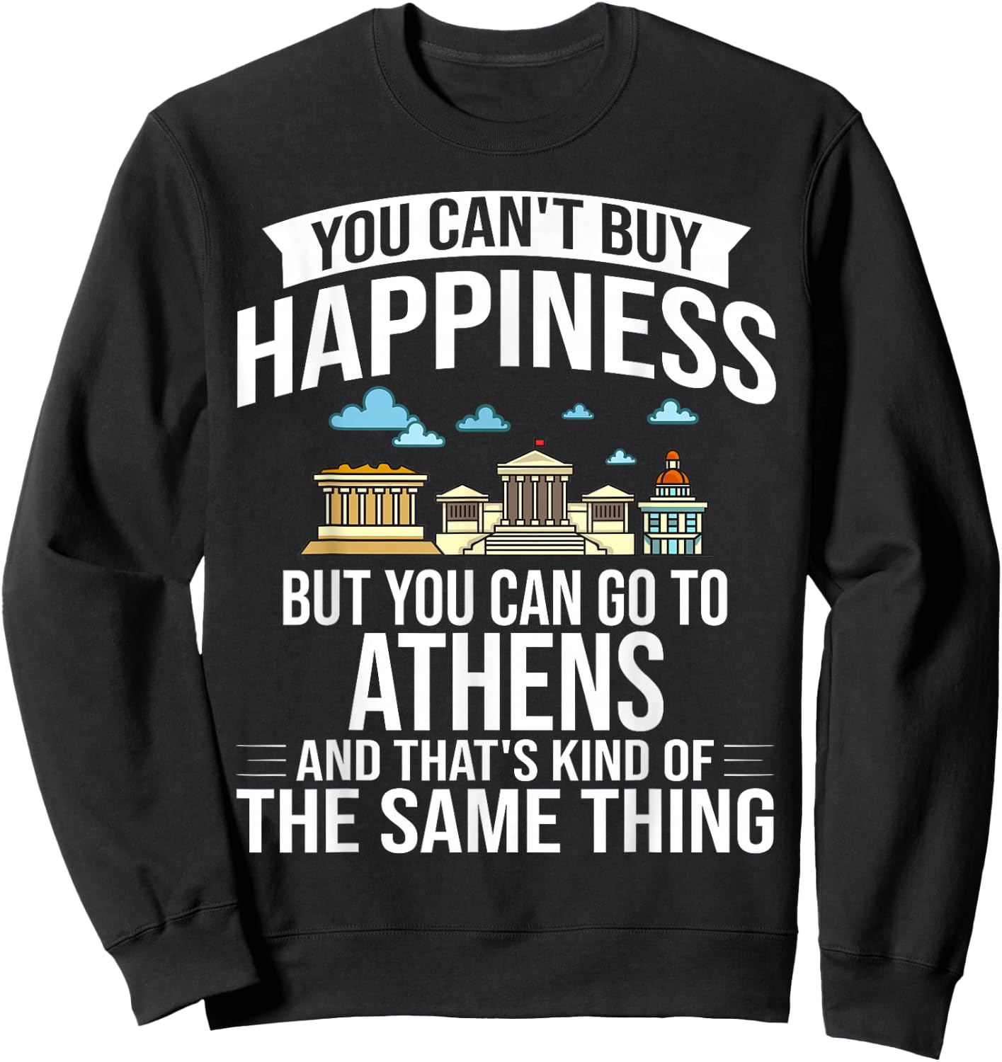 Athens Greece City Skyline Map Travel Sweatshirt - Sweatshirt | Black