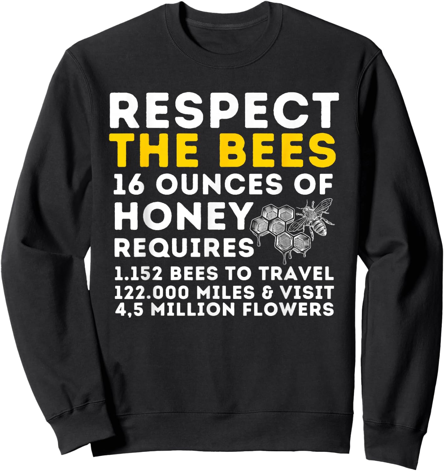 Respect The Bees - Bee Lover Beekeeping & Beekeeper Small Sweatshirt - Sweatshirt | Black