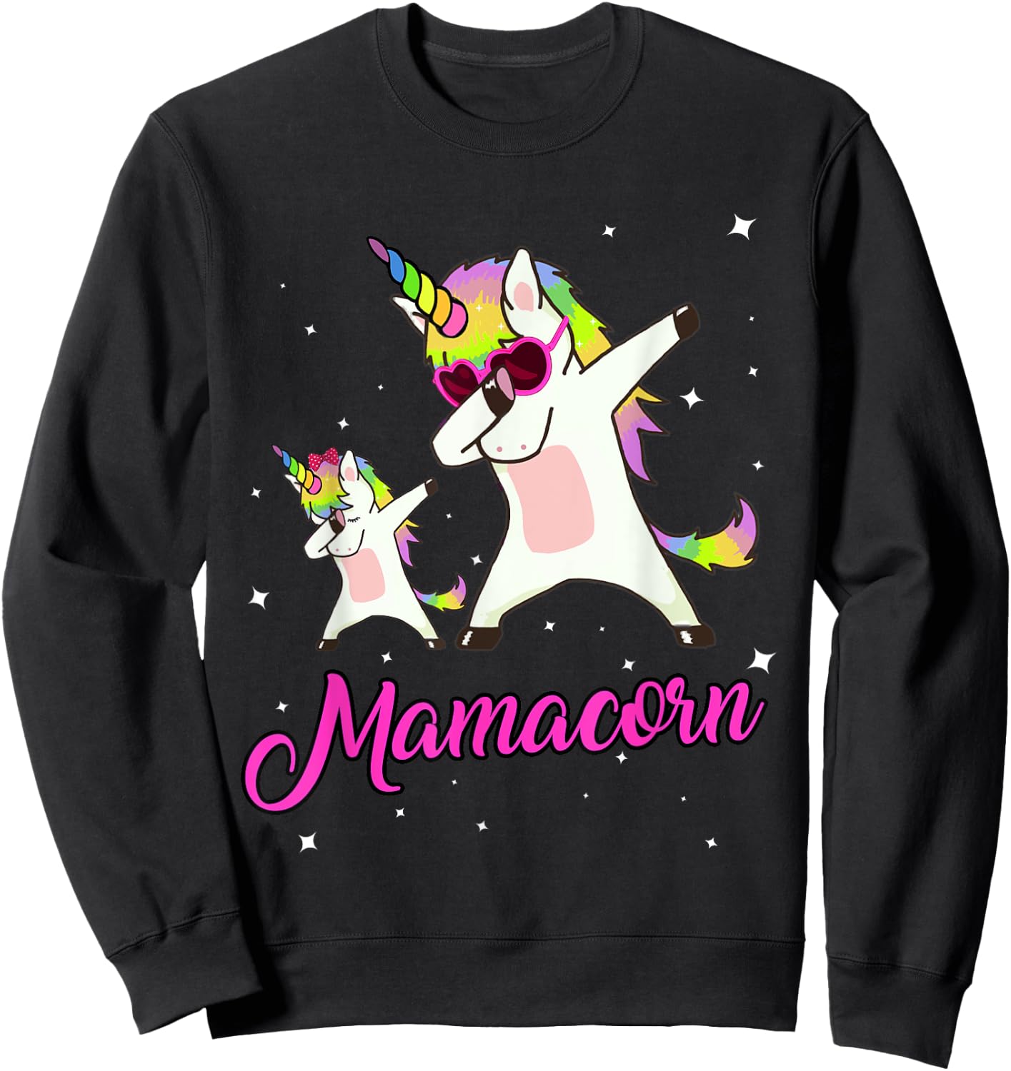 Mamacorn Unicorn Mom Mother's Day Mommy of the Unicorn Girl Sweatshirt - Sweatshirt | Black