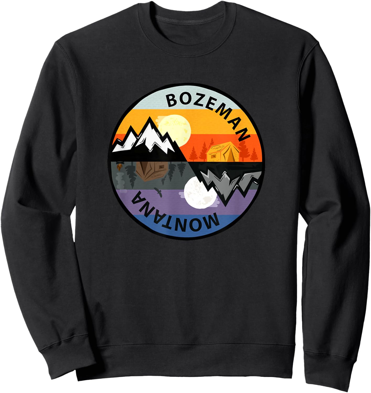 Retro Vintage Bozeman, Montana Souvenir Sweatshirt - Sweatshirt | Black