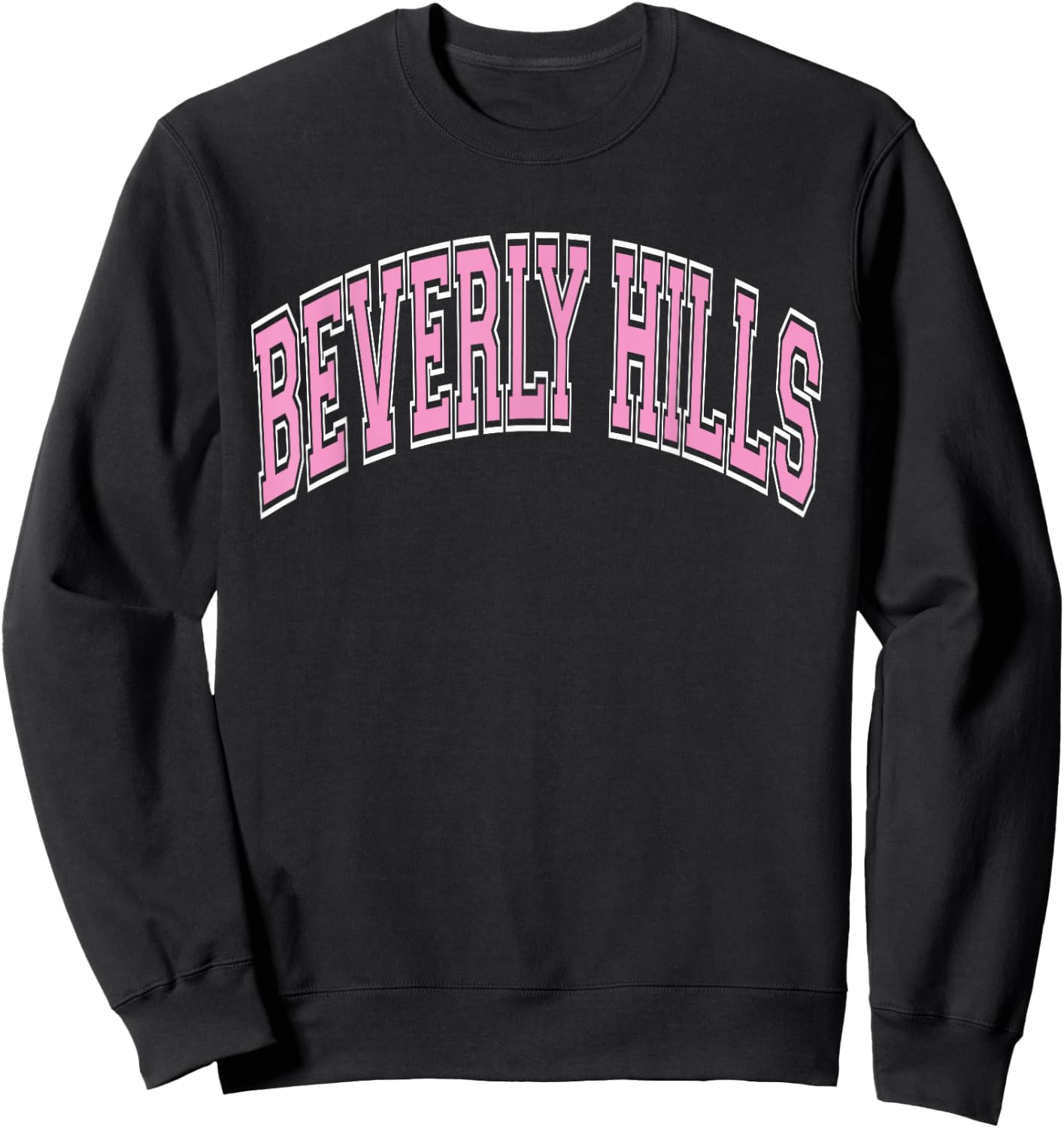 Beverly Hills Arched Pink Text Sweatshirt - Sweatshirt | Black