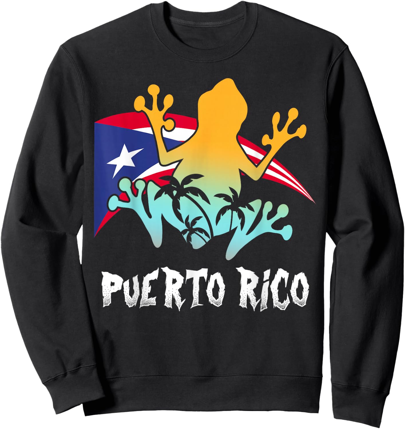 Distressed Style Puerto Rico Frog Gift design Puerto Rico! Sweatshirt - Sweatshirt | Black