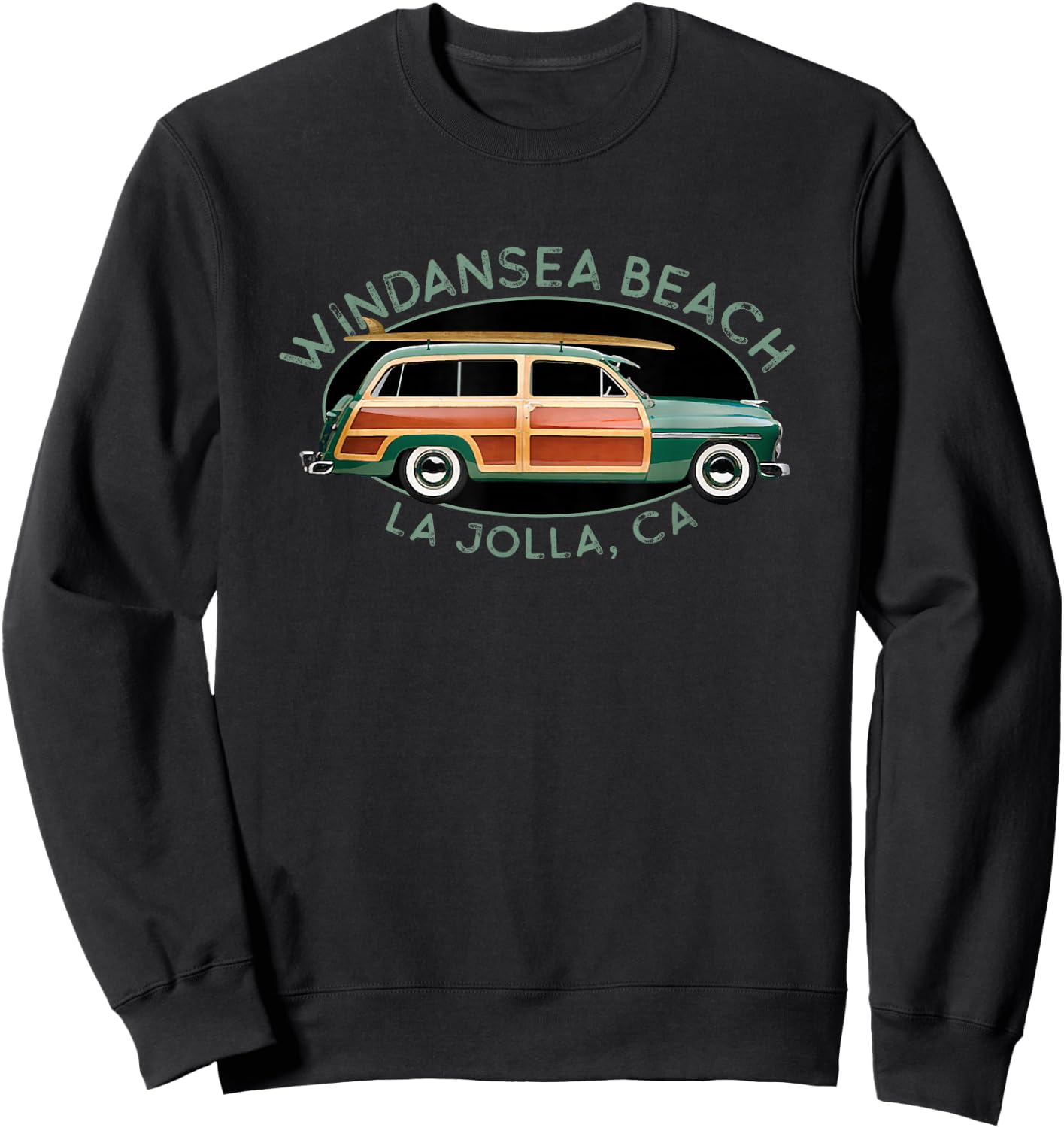 Windansea Beach, La Jolla, California Vintage Surfing Sweatshirt - Sweatshirt | Black