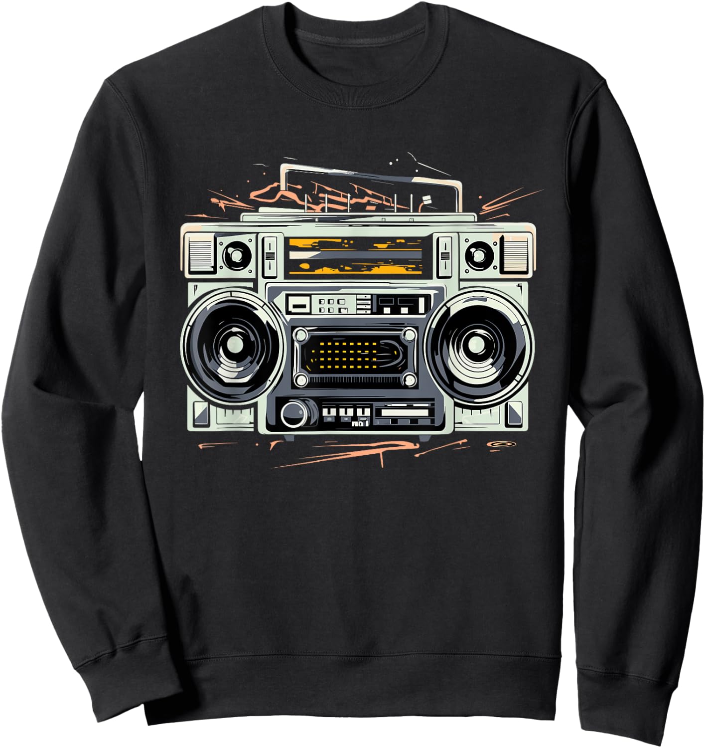 Ghetto Blaster Hip Hop 80's 90's Street Gangster Rap Lover Sweatshirt - Sweatshirt | Black