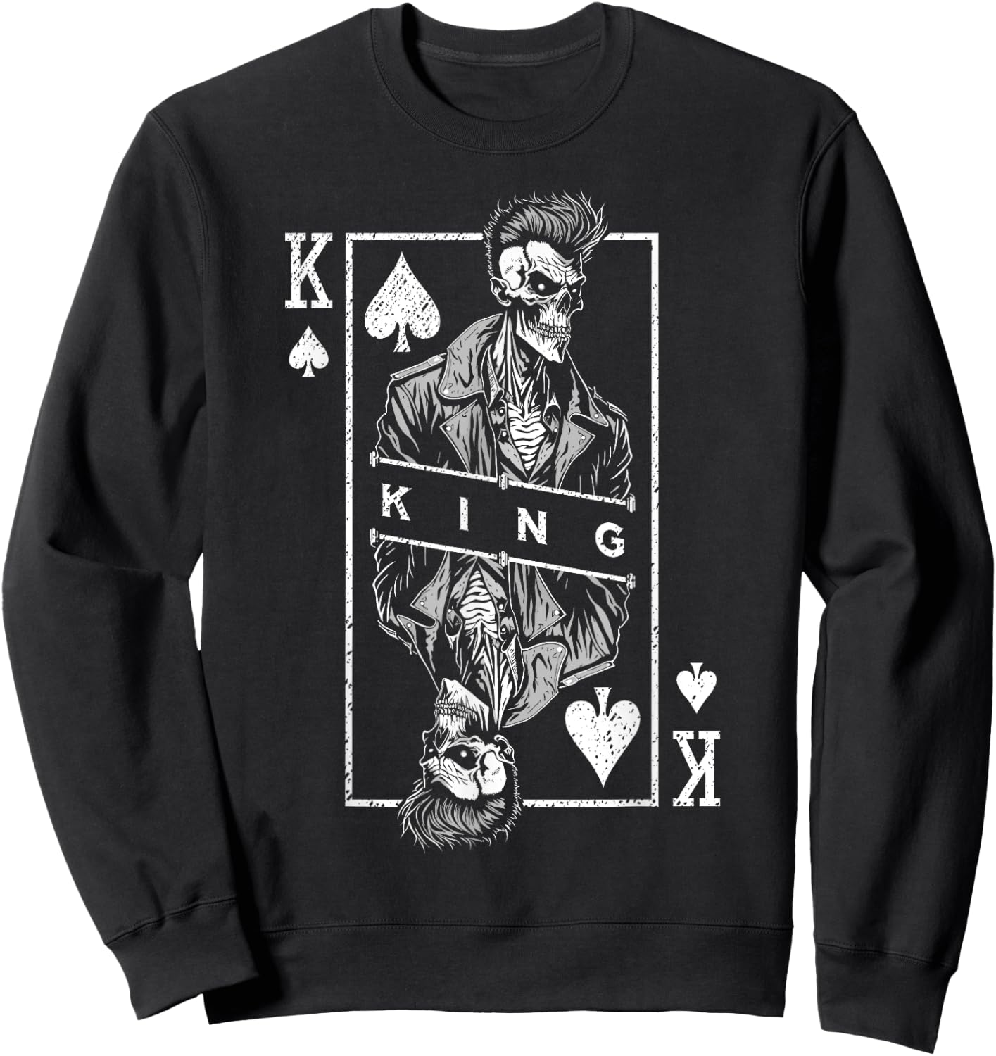 King Of Spades Poker Biker Zombie Halloween Playing Card Sweatshirt - Sweatshirt | Black