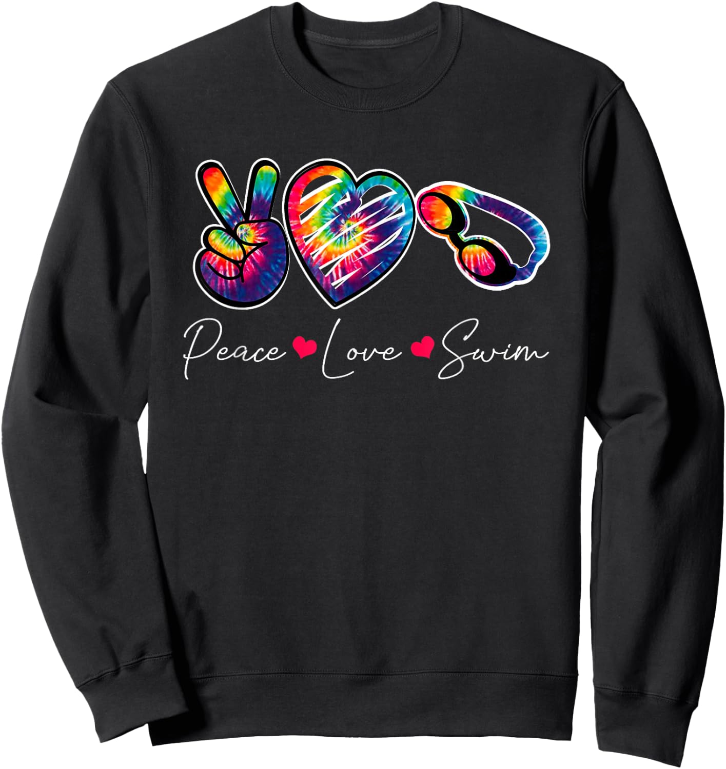 Peace Love Swim | Swimming Lovers Sweatshirt - Sweatshirt | Black