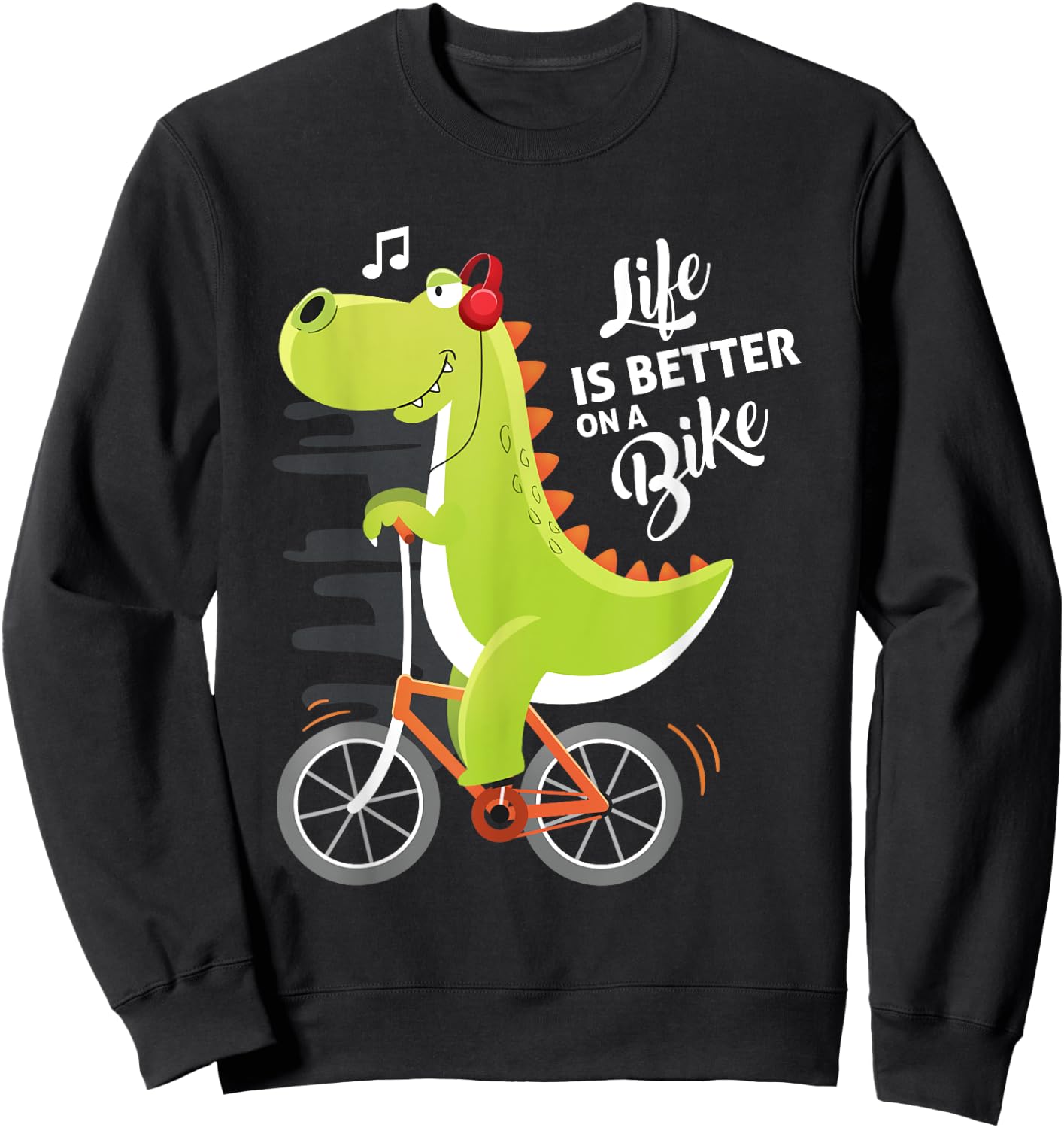 Life is Better On a Bike Cute Dinosaur Bike Cycling Kids Sweatshirt - Sweatshirt | Black
